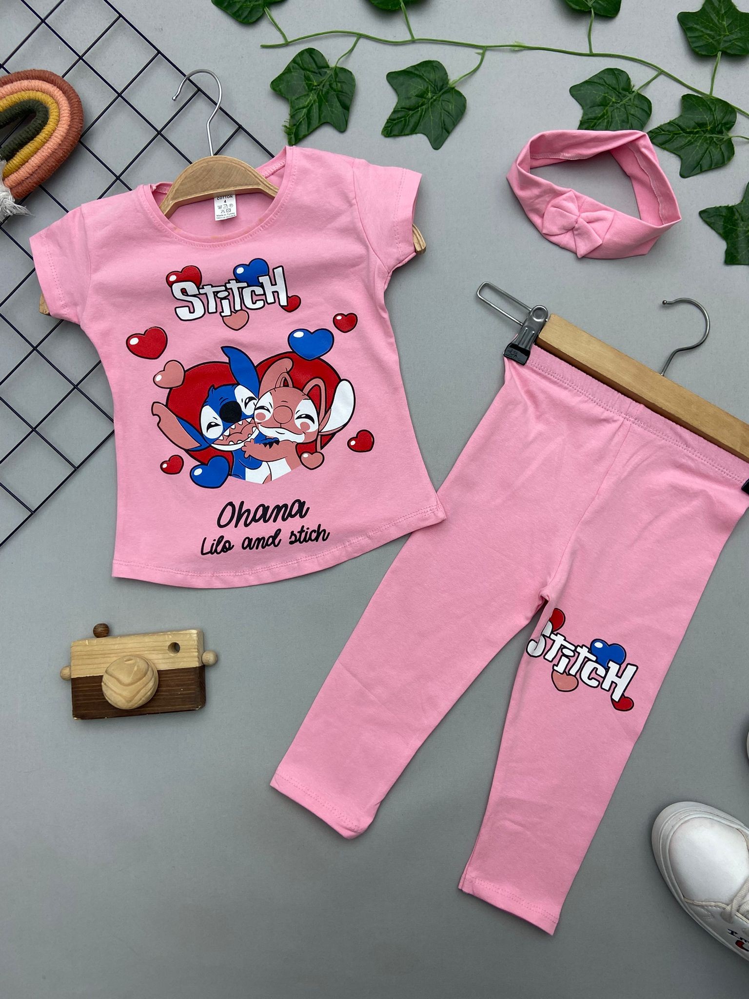 STITCH BASKILI KIZ COCUK TAKIM