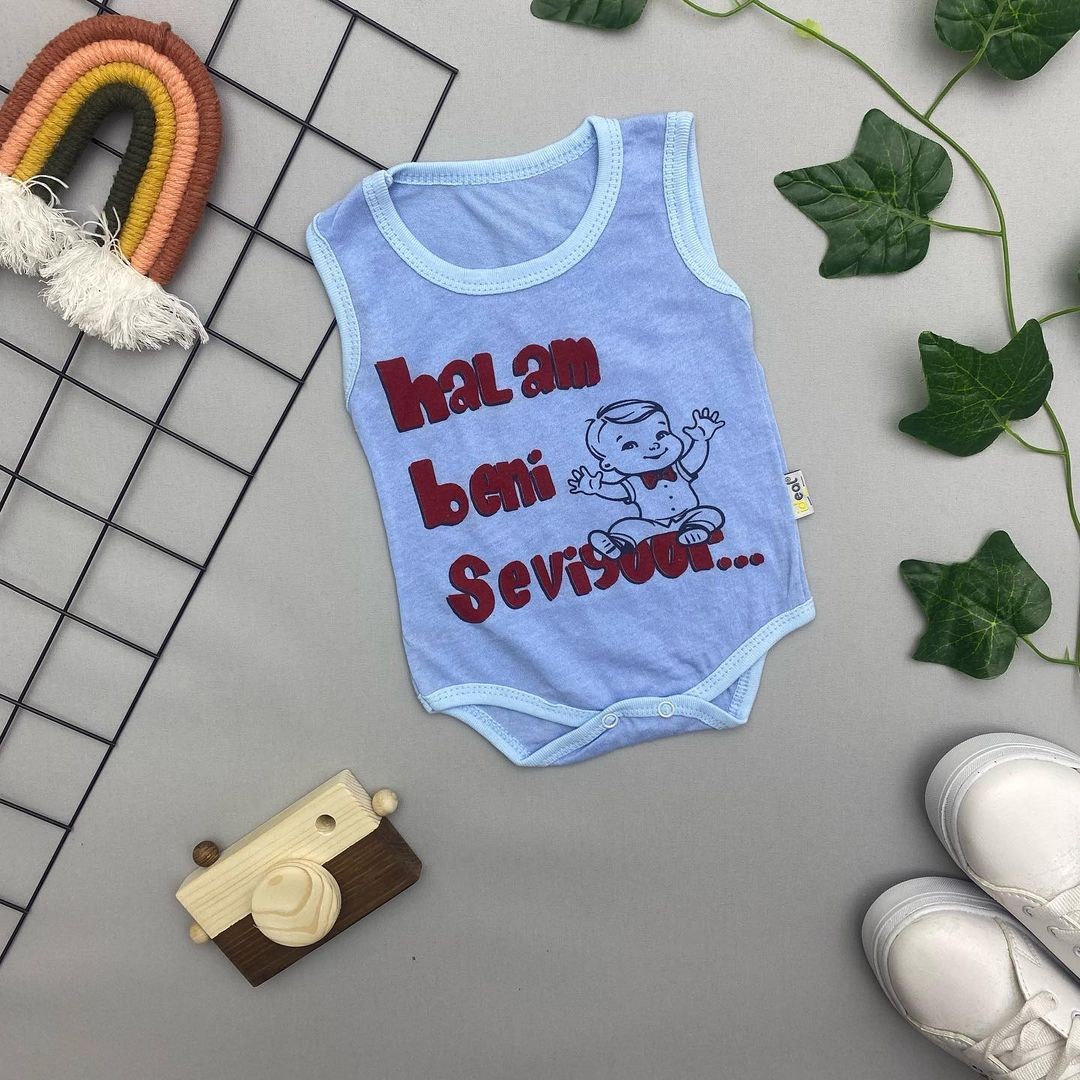 BENİ SEVİYOR YAZILI UNISEX BEBEK ATLET