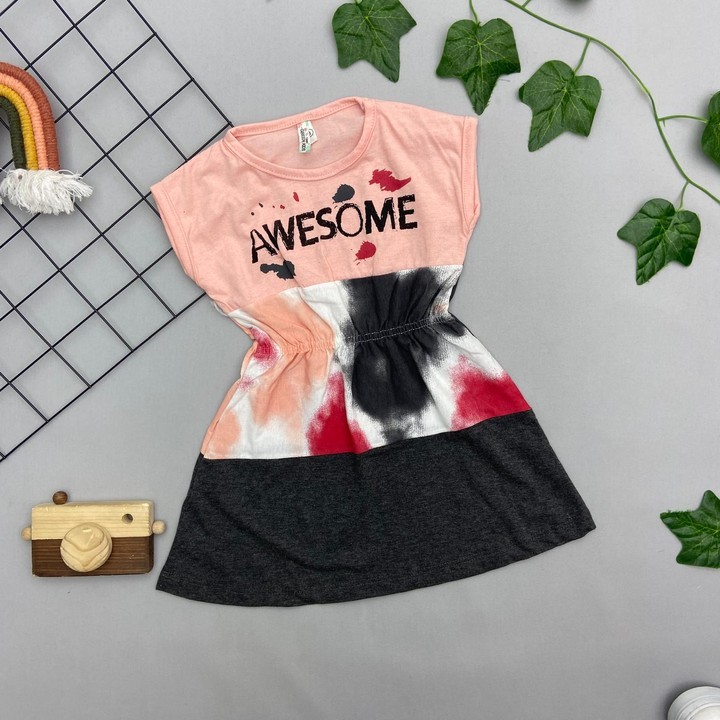 ⭐ AWESOME YAZILI KIZ BEBEK ELBİSE
