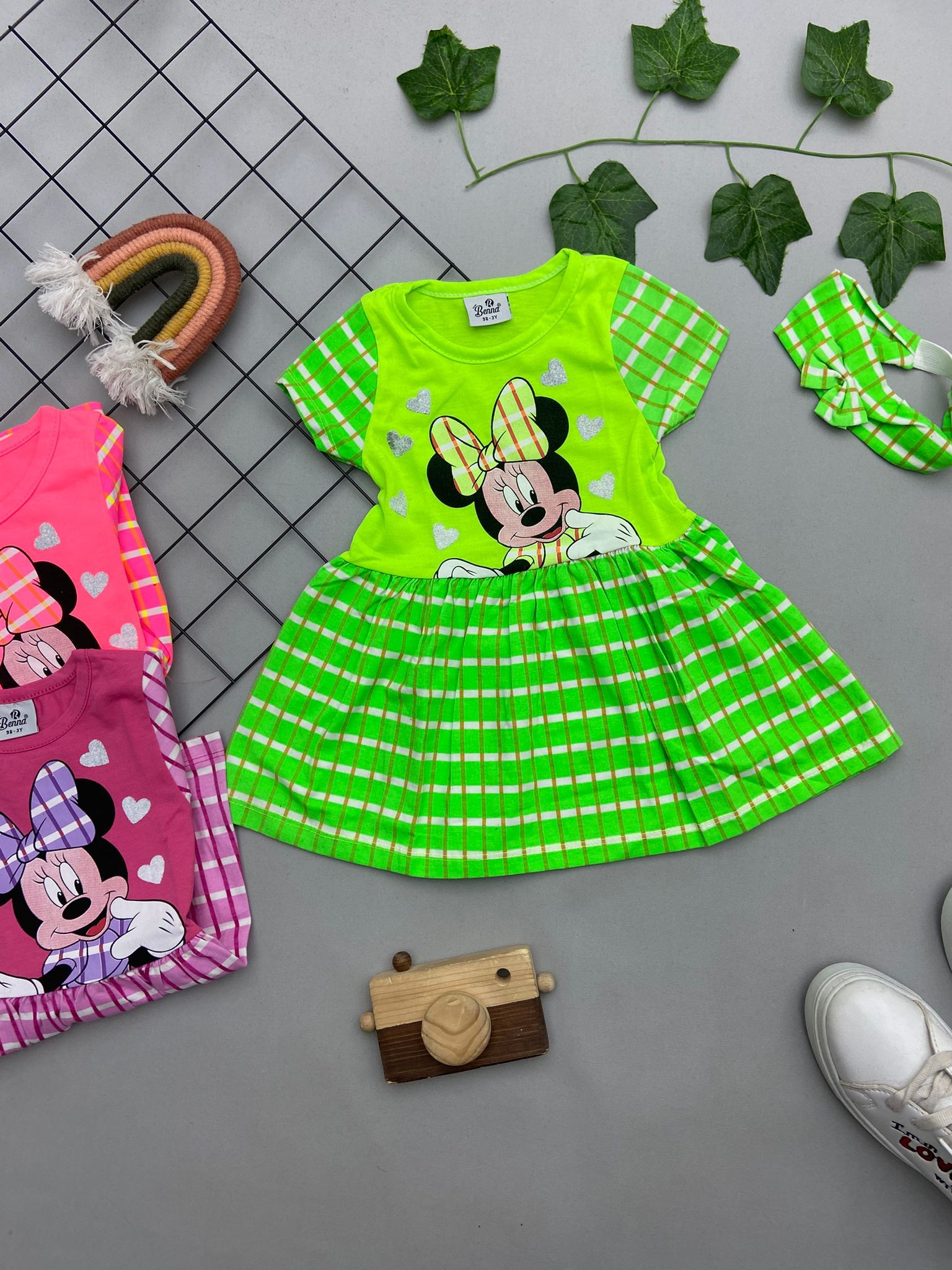 MICKEY BASKILI KIZ COCUK ELBİSE