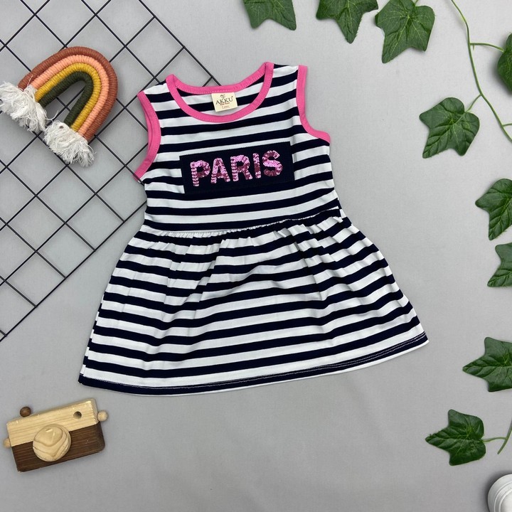⭐ PARİS YAZILI KIZ BEBEK ELBİSE