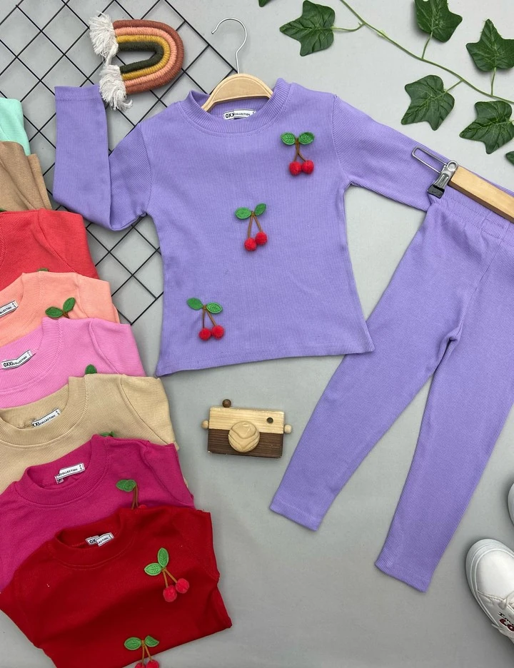 KIRAZ DETAYLI KIZ COCUK TAKIM