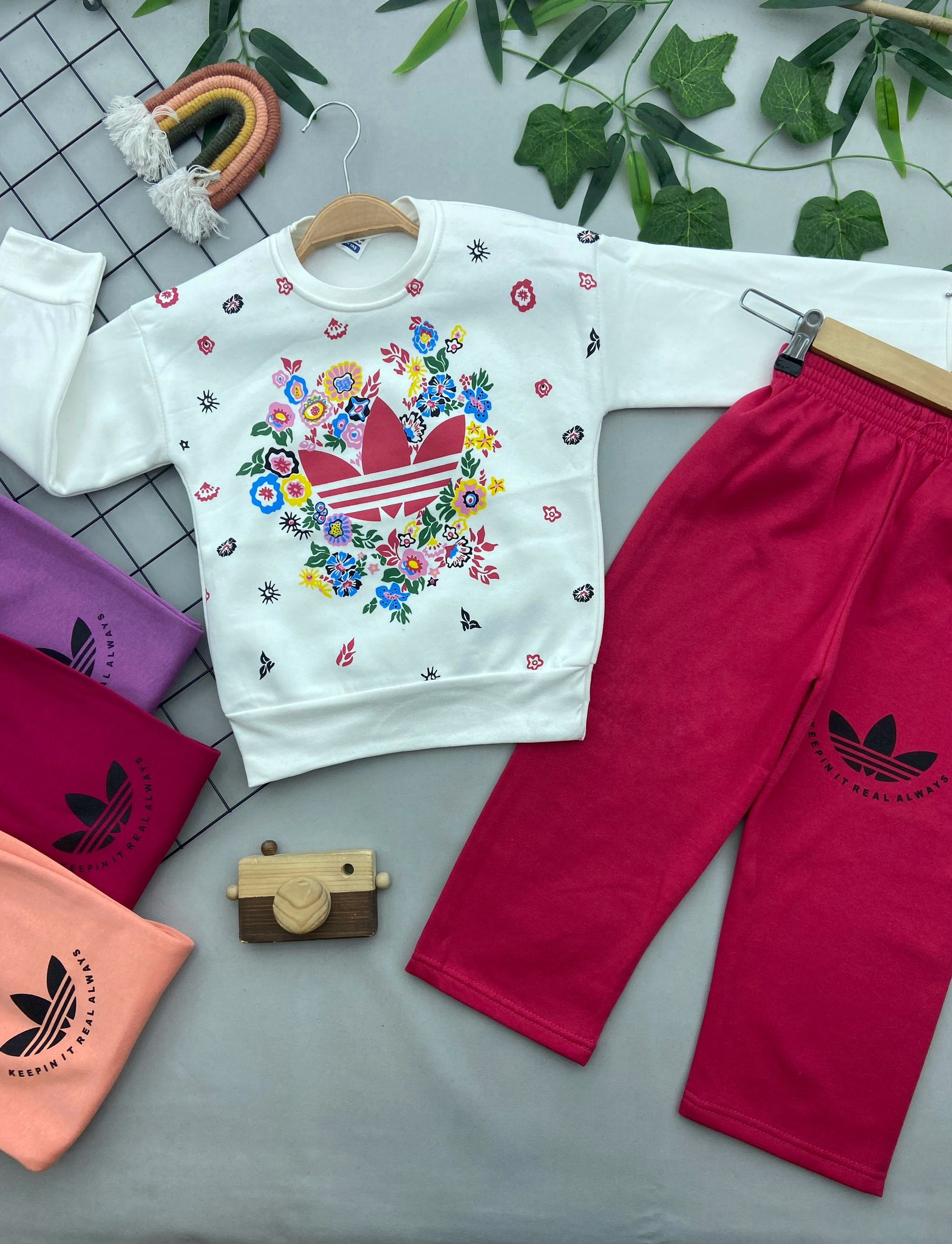 ARMA ÇICEK BASKILI KIZ COCUK TAKIM