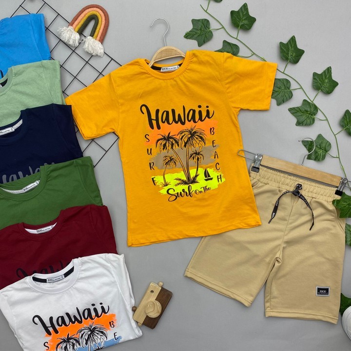 HAWAİ YAZILI ERKEK ÇOCUK TAKIM