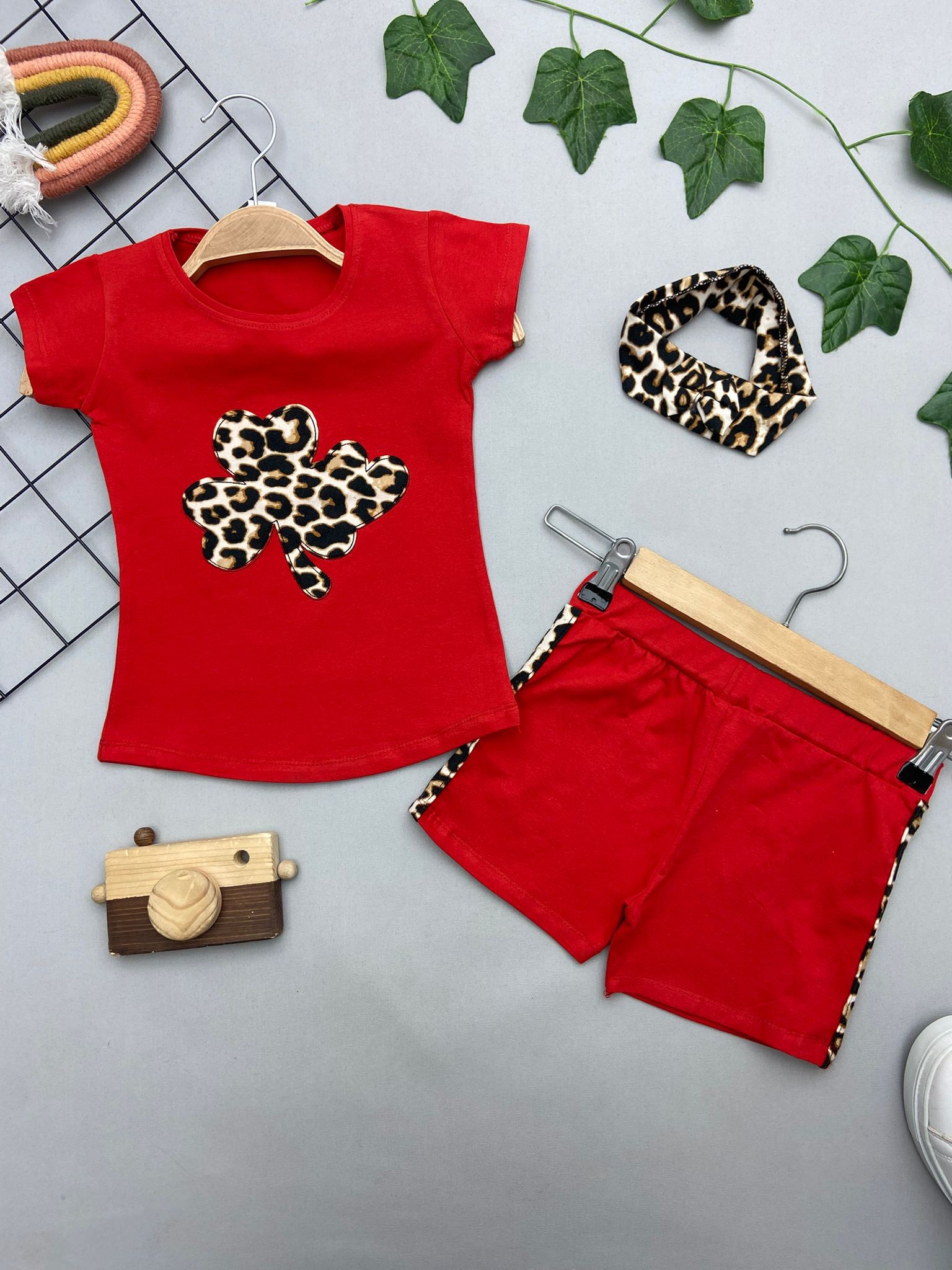 LEOPAR DESENLI KIZ COCUK TAKIM