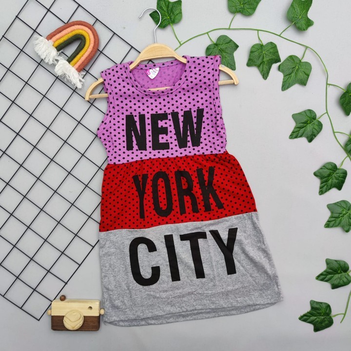 ⭐ NEW YORK YAZILI KIZ COCUK ELBİSE