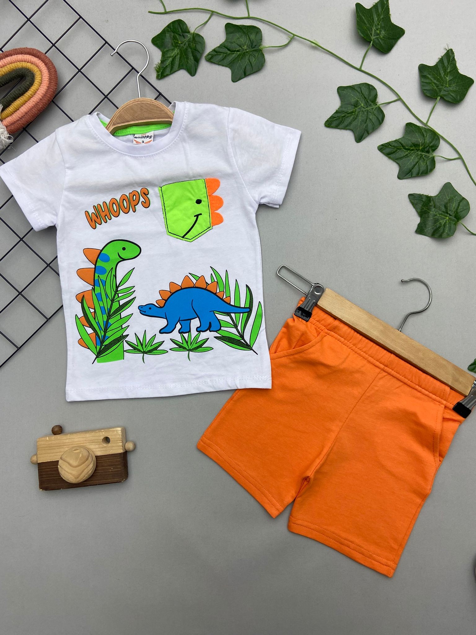 DINOZOR BASKILI ERKEK COCUK TAKIMm
