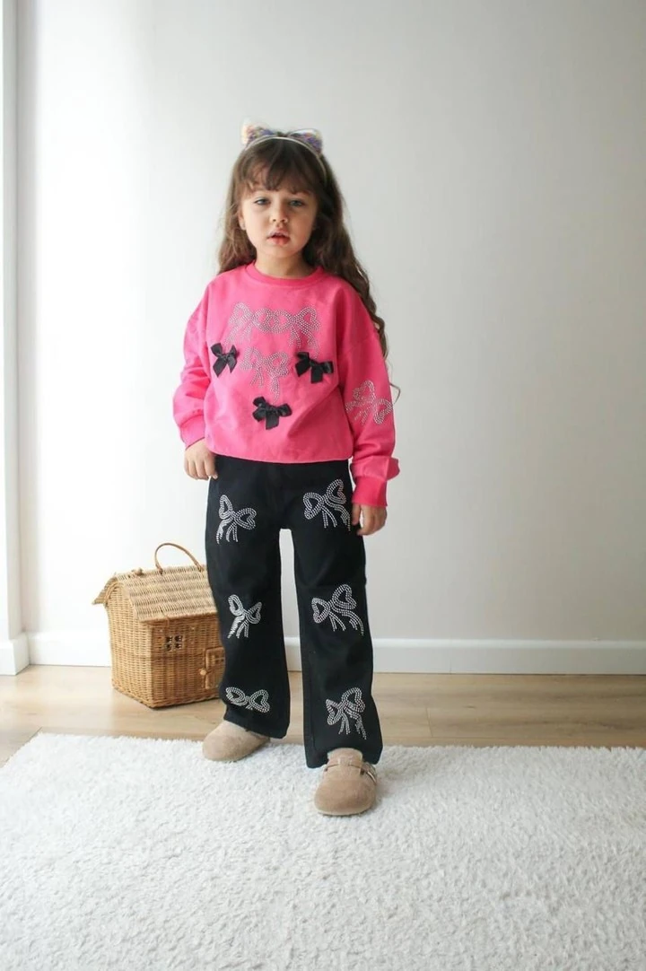 BONCUK KURDALE DETAYLI KIZ ÇOCUK TAKIM