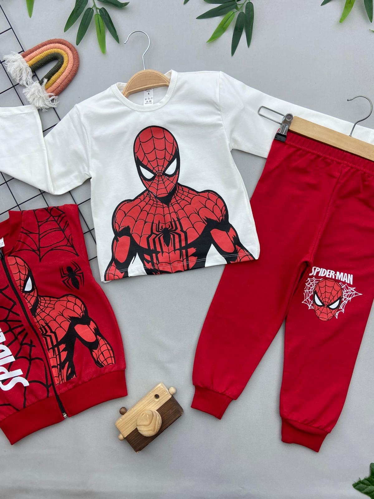 SPIDERMAN YAZILI 3'LU ERKEK COCUK TAKIM