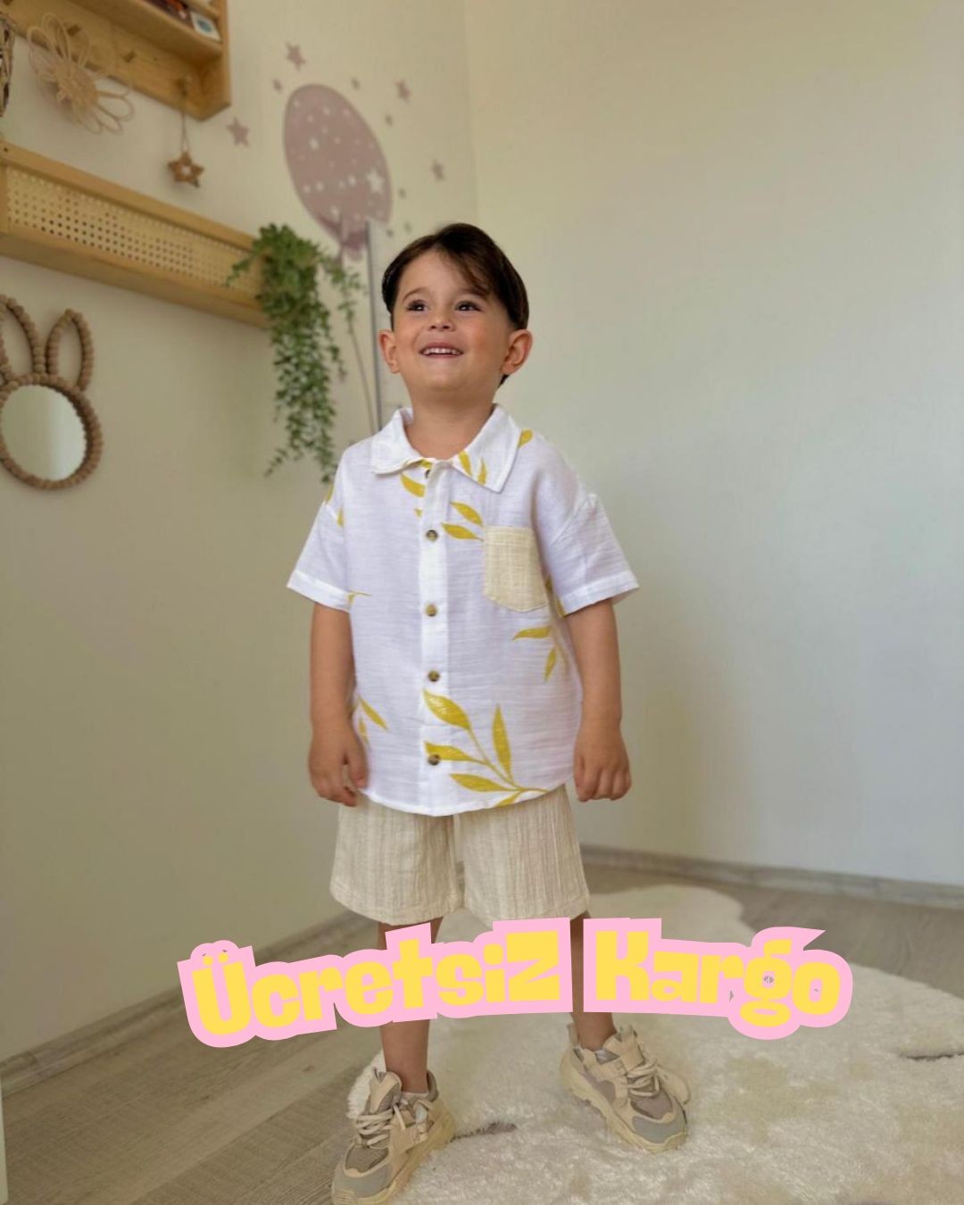 YAPRAK DESENLI ERKEK COCUK TAKIM