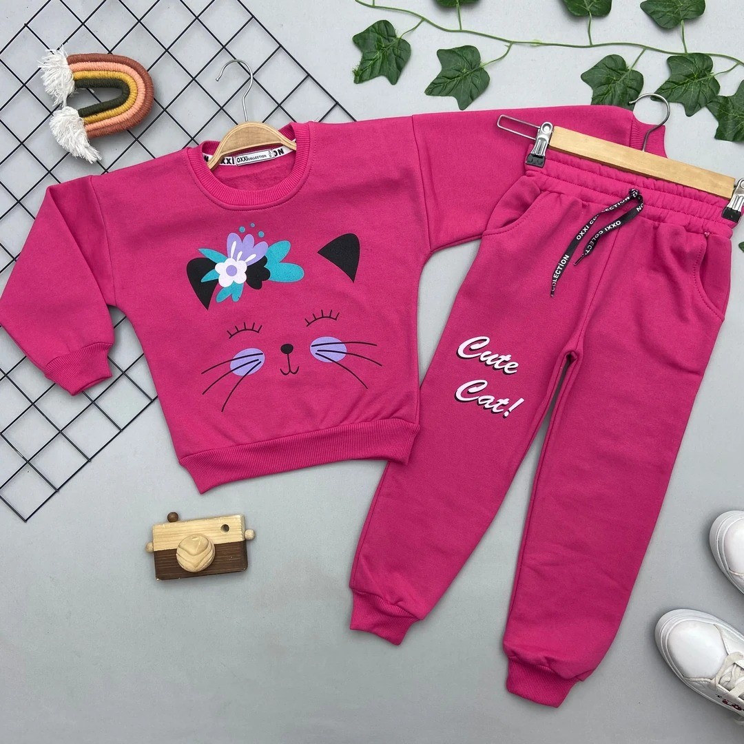⭐ KEDİ BASKILI KIZ COCUK TAKIMBYGIG