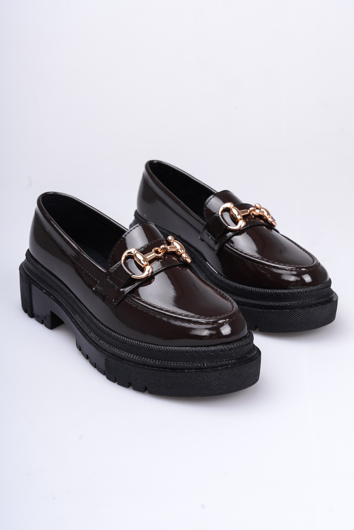 Nonte Kadın Rugan Loafer A005-K1001 - Kahverengi