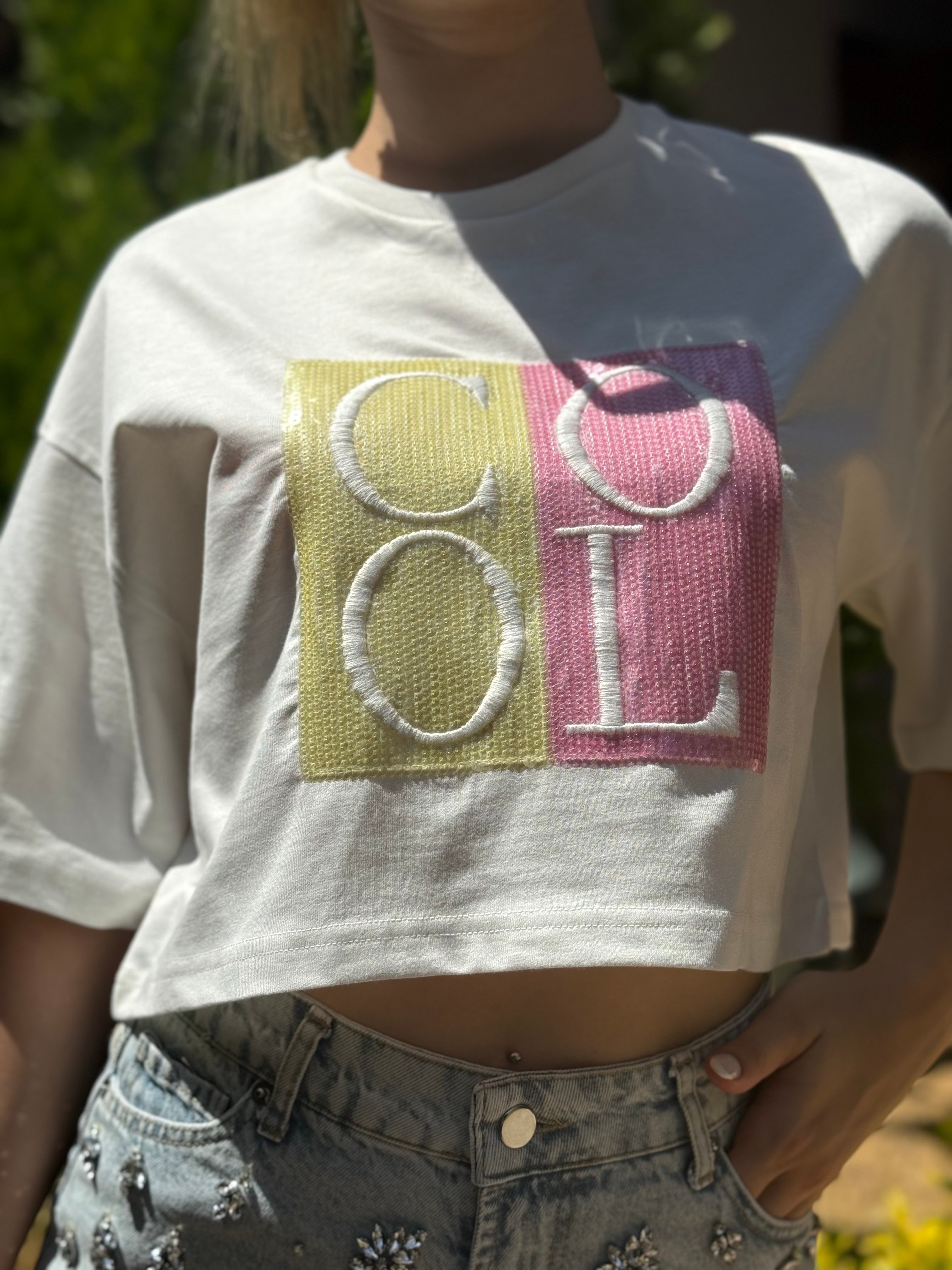 PAYET YAZILI CROP T-SHIRT