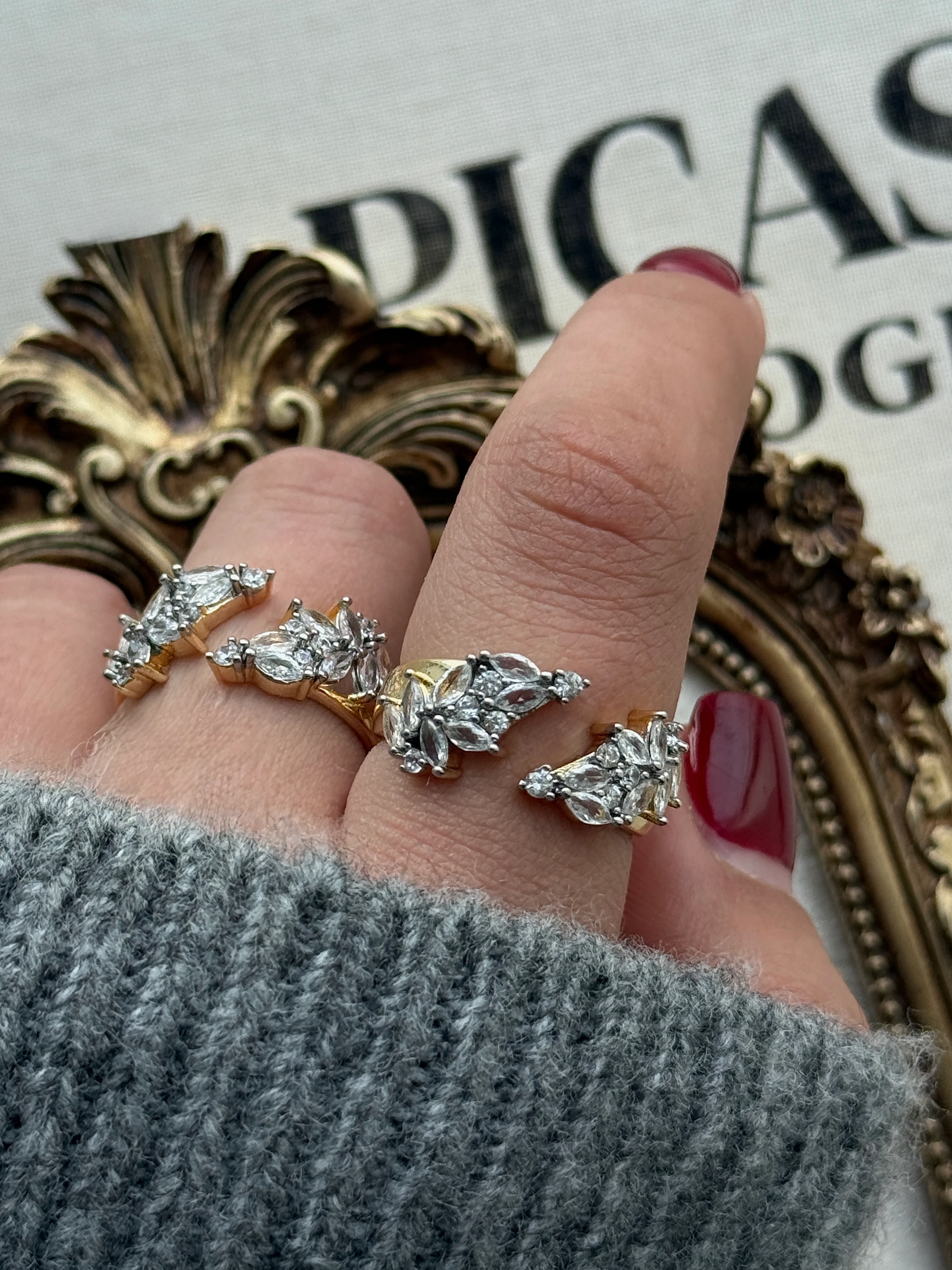 kristal yaprak yüzük