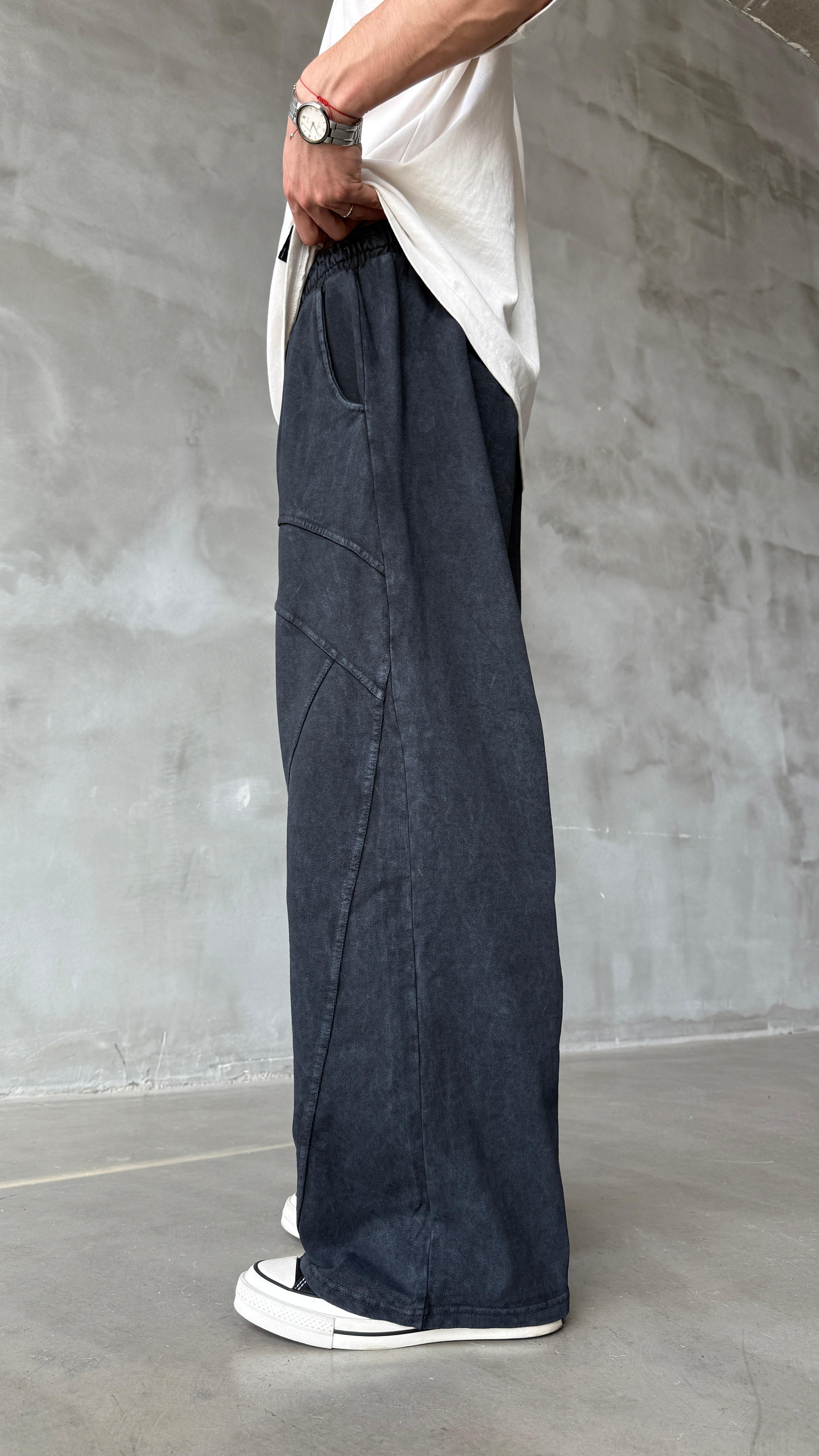 Road Lines Antrasit Yıkamalı Mevsimlik Premium Baggy Sweatpant