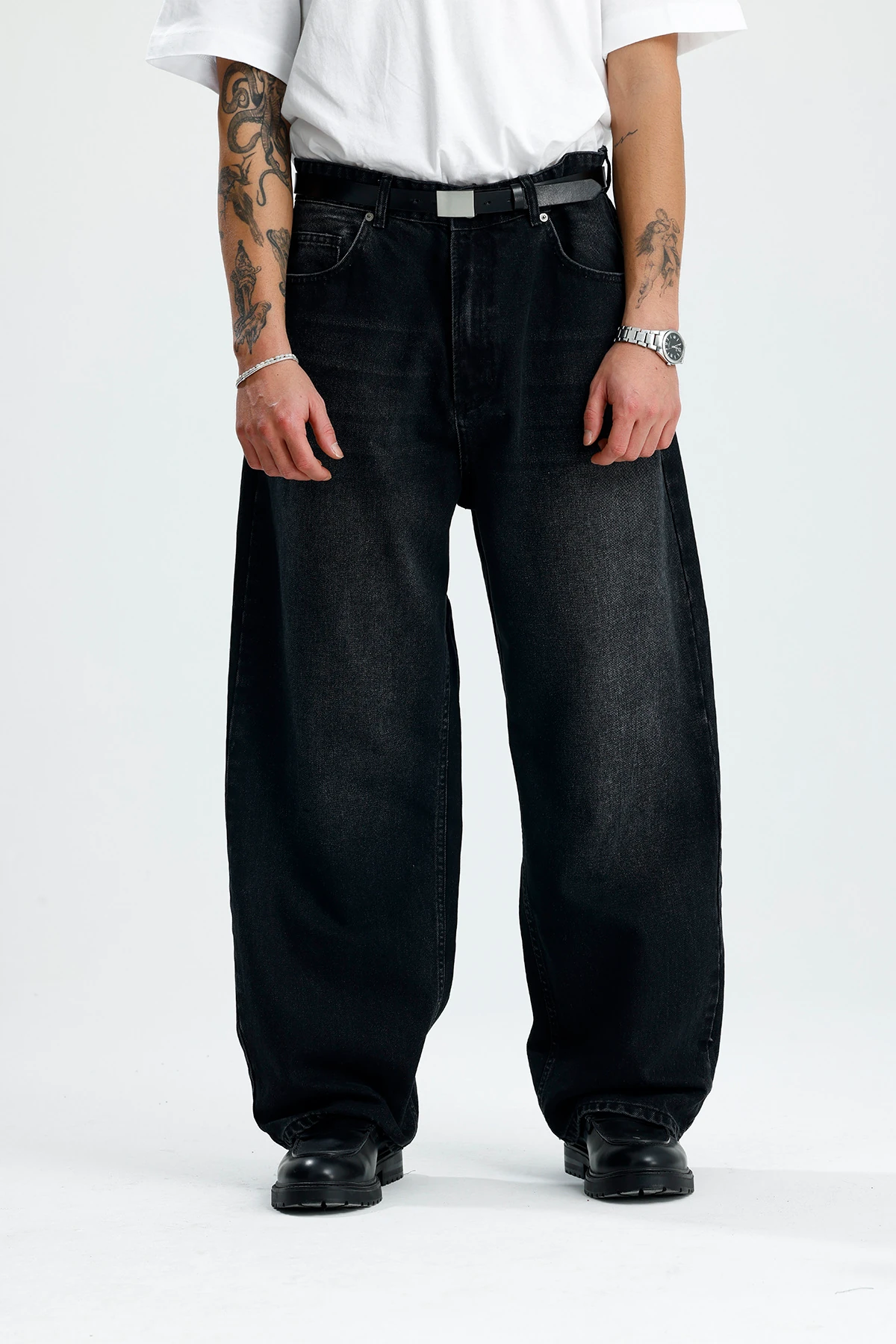 Antrasit Kar Yıkamalı Premium Baggy Jean