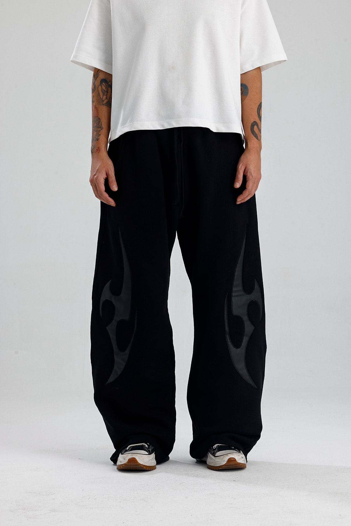 Double Tribal Deri Detay Premium Baggy Sweatpant