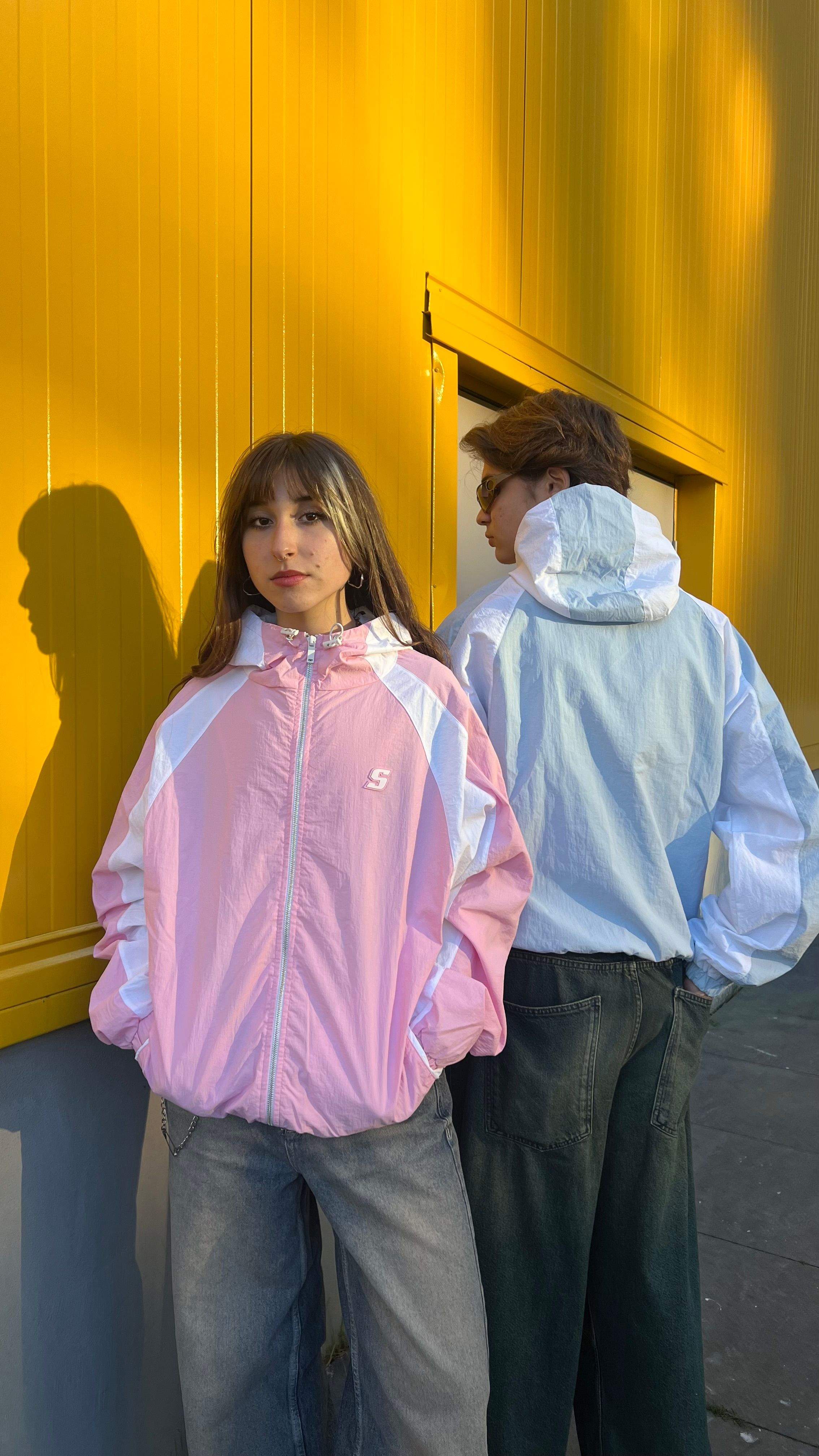 S Logo Pink Oversize Ayarlanabilir Track Jacket 