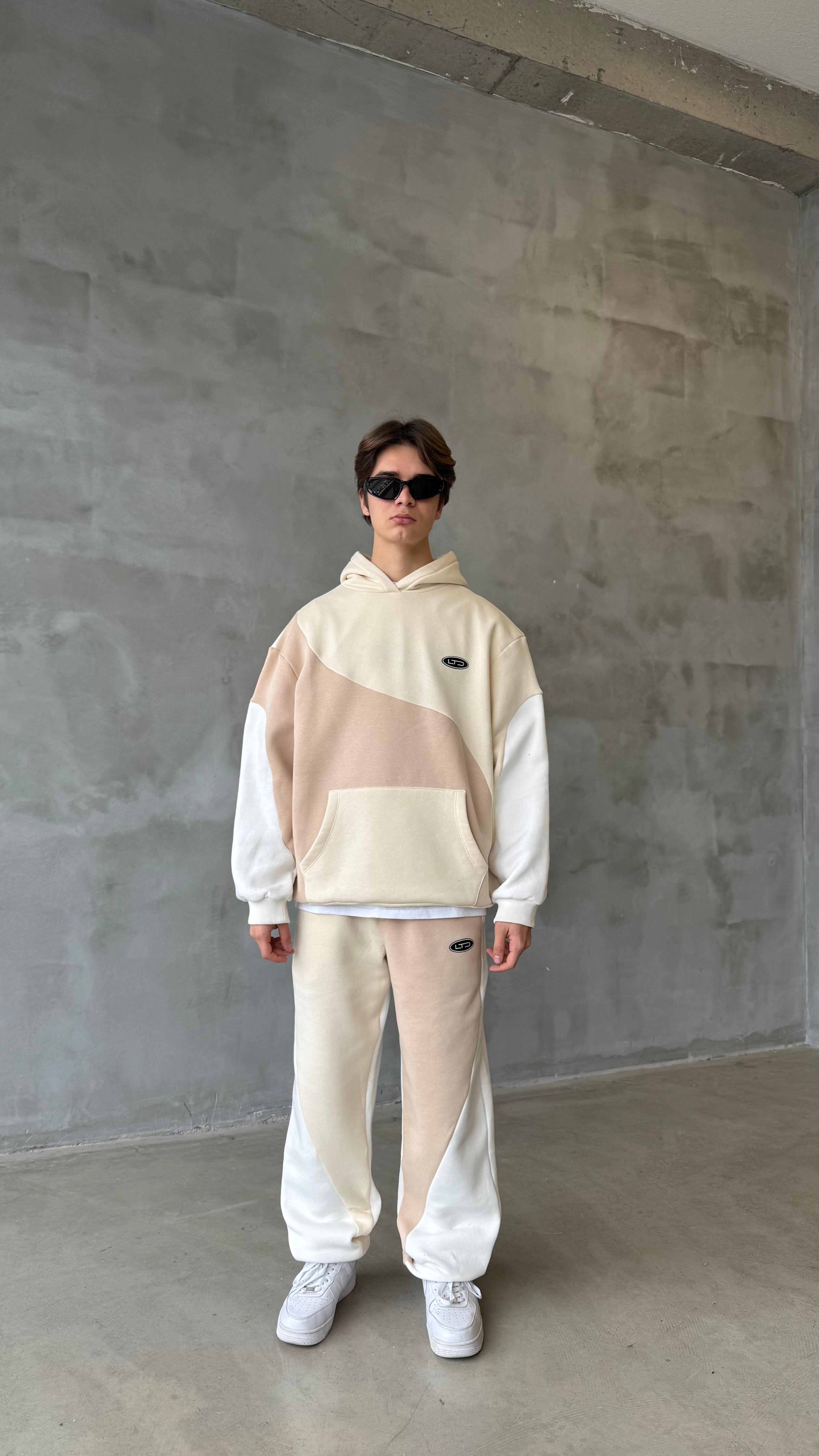 Blok Renk Parçalı Premium Oversize Hoodie