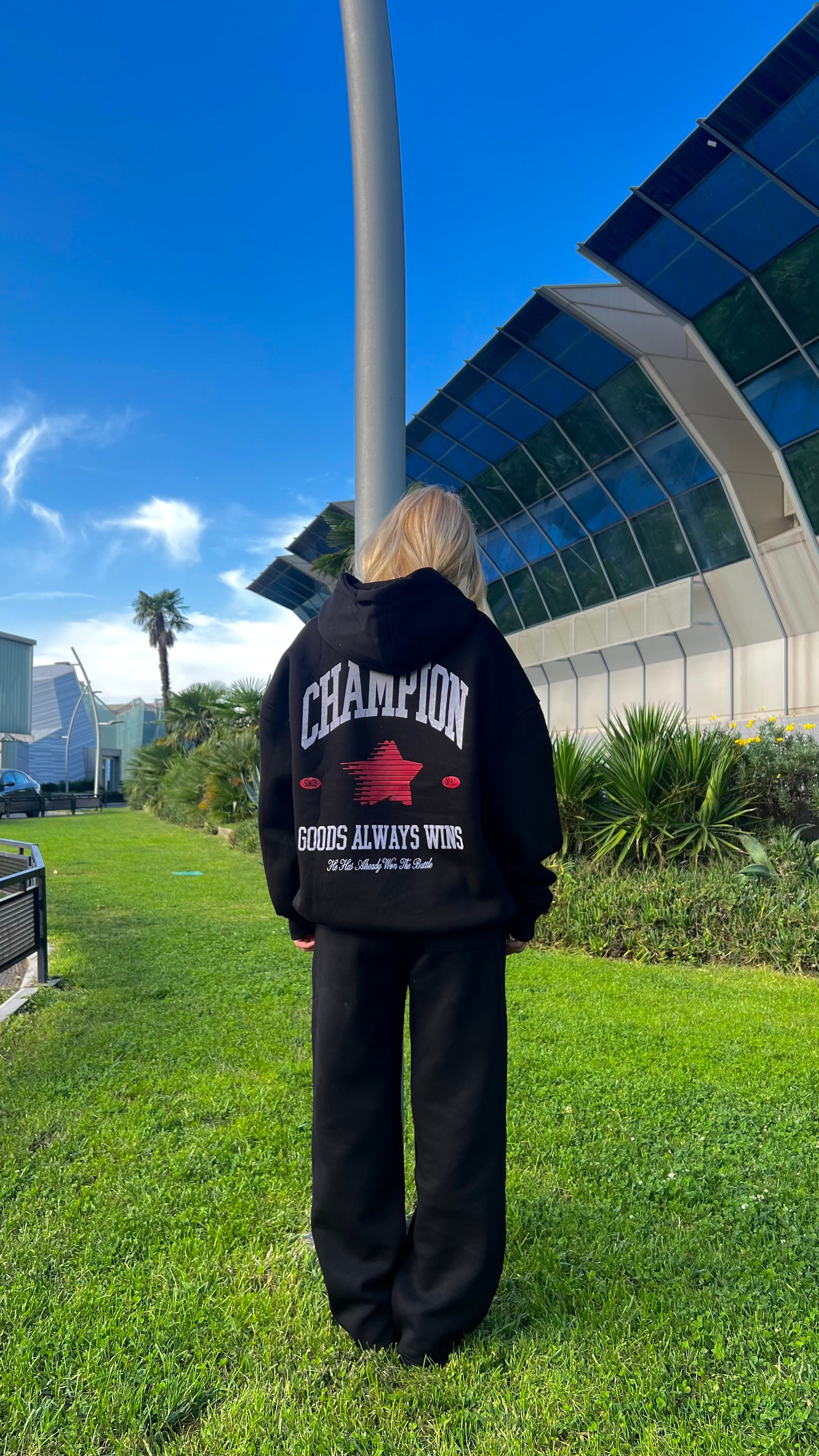 Champion Siyah Oversize Hoodie 