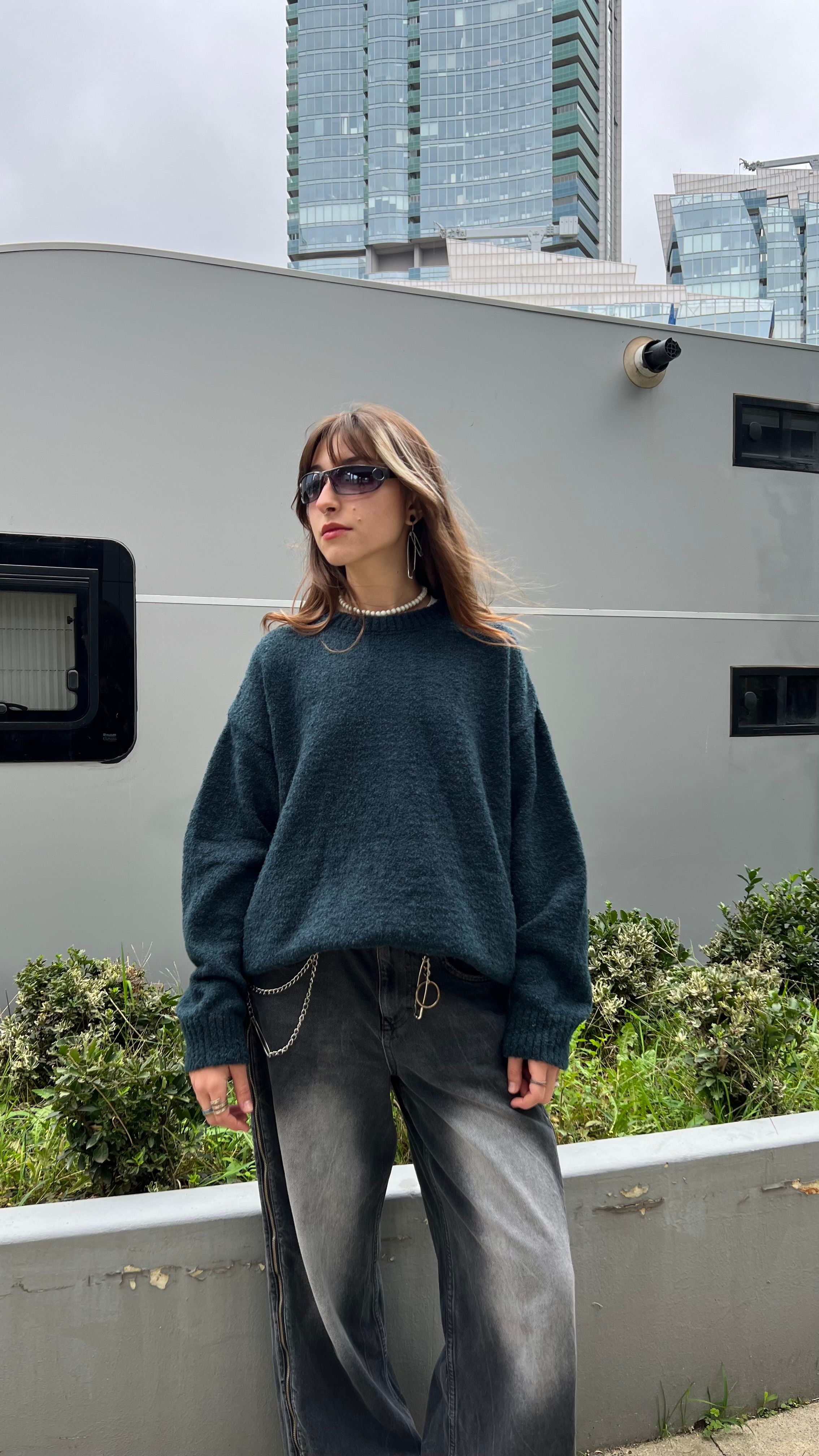Petrol Mavisi Oversize Kazak