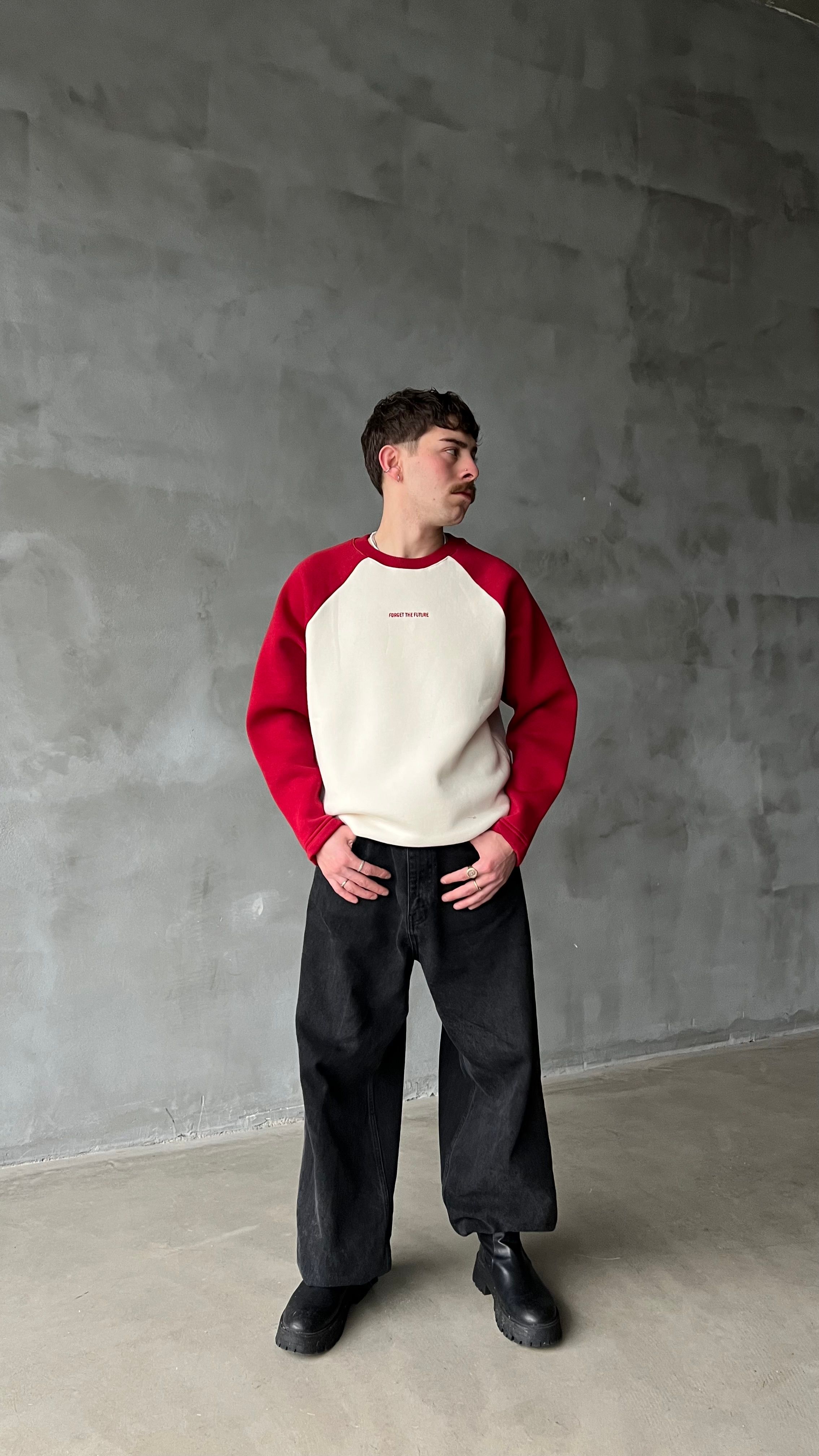 Kırmızı Reglan Kol Oversize Sweatshirt 