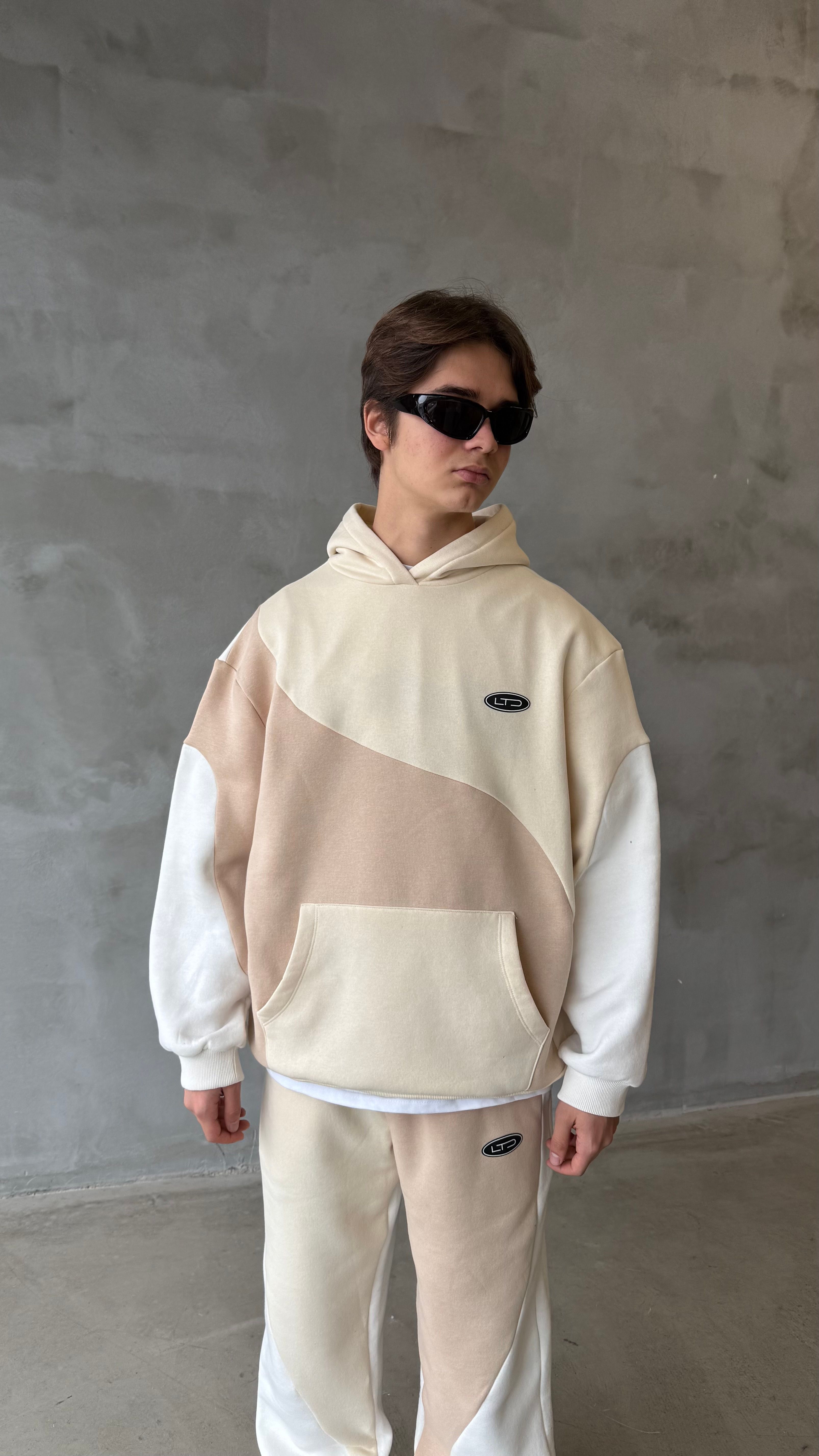 Blok Renk Parçalı Premium Oversize Hoodie