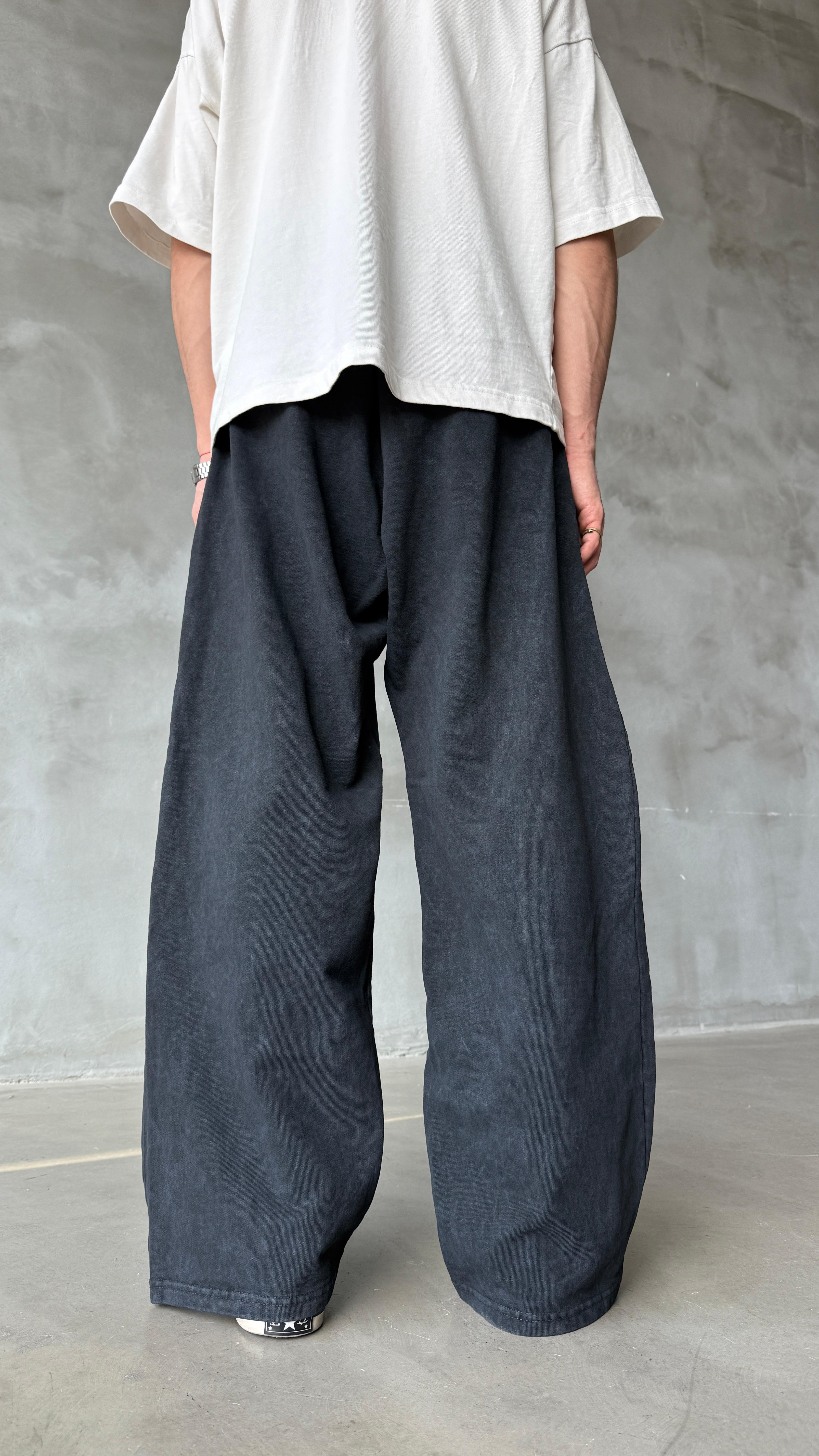 Road Lines Antrasit Yıkamalı Mevsimlik Premium Baggy Sweatpant