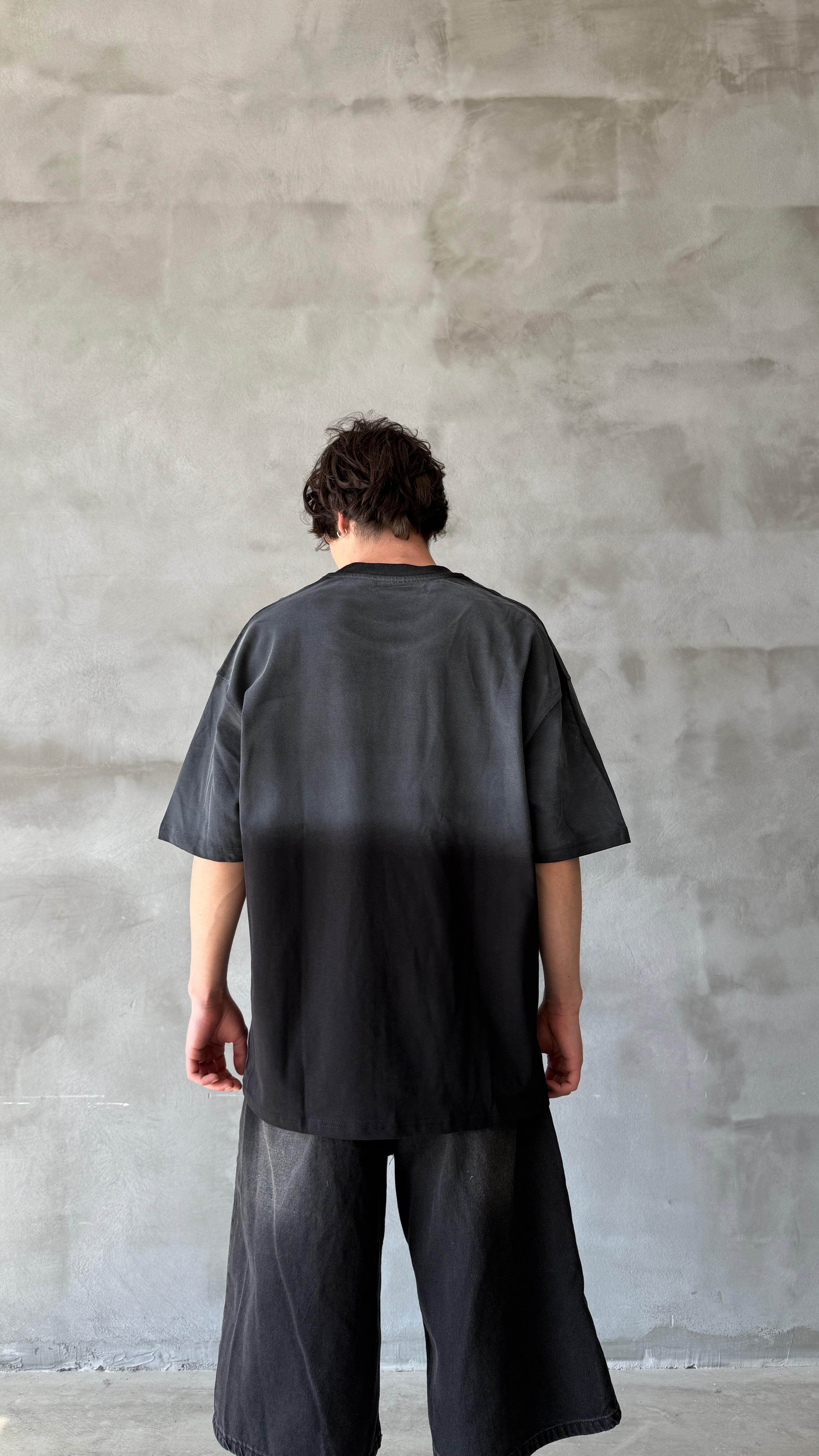Antrasit Restore Yıkamalı Oversize Tişört 