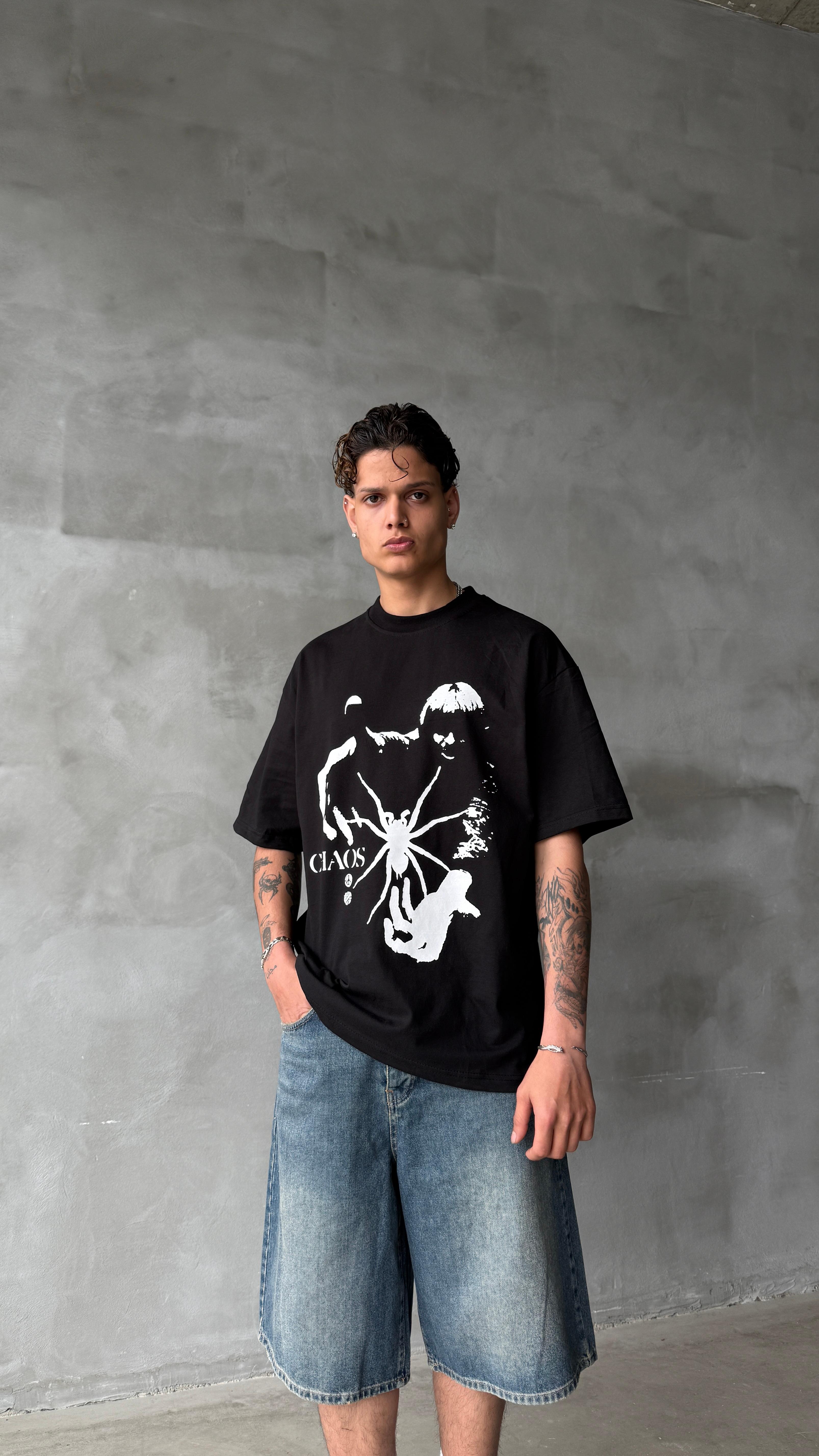 Chaos Siyah Oversize Tişört 