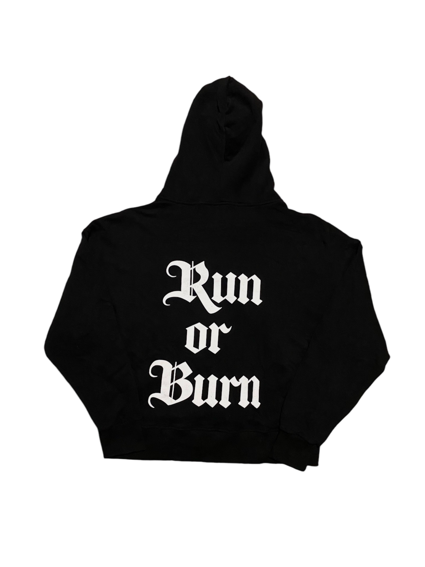 Run Or Burn Kabartma Baskı Oversize Zipper Hoodie