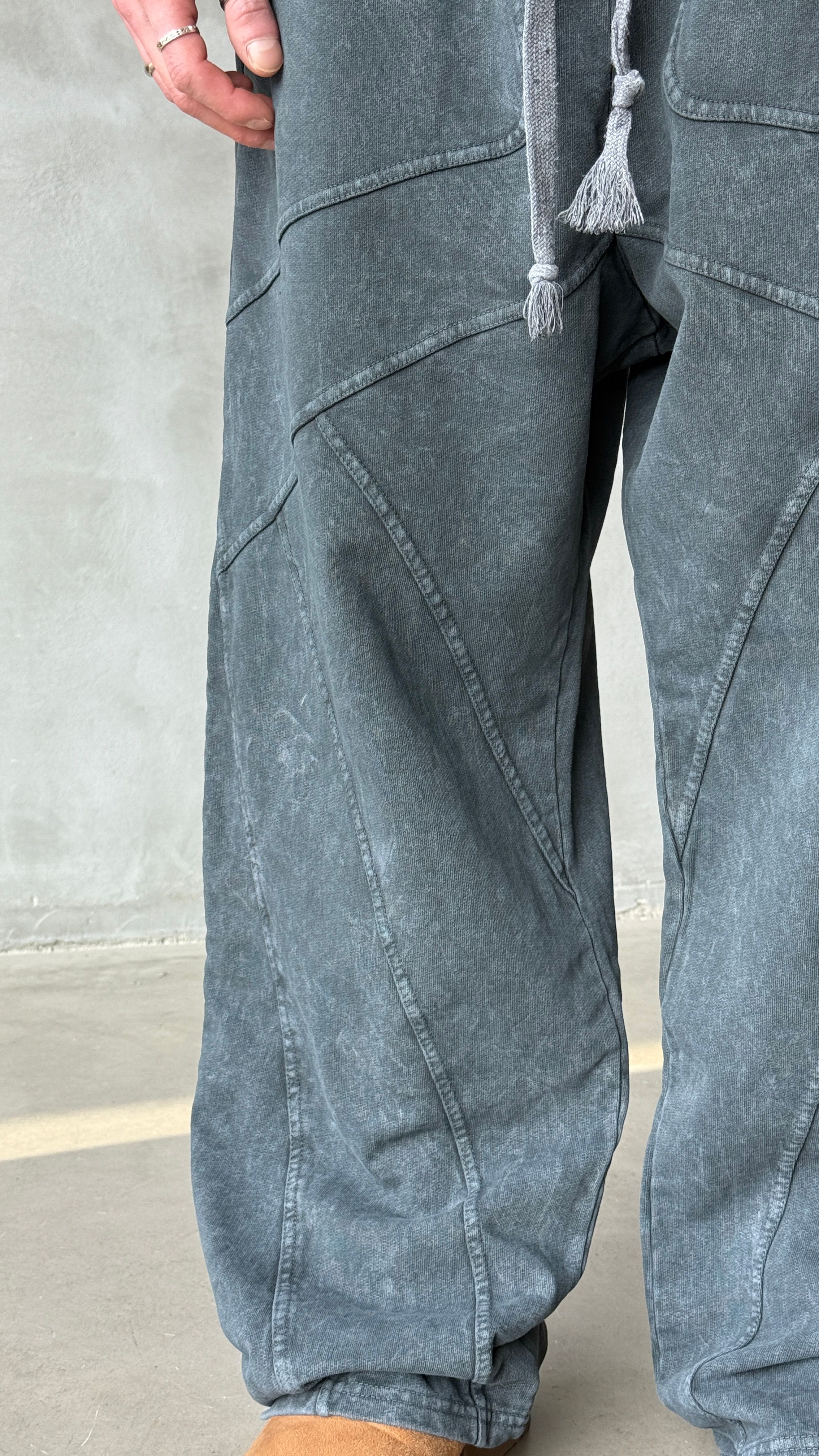 Road Lines Mavi Yıkamalı Mevsimlik Premium Baggy Sweatpant
