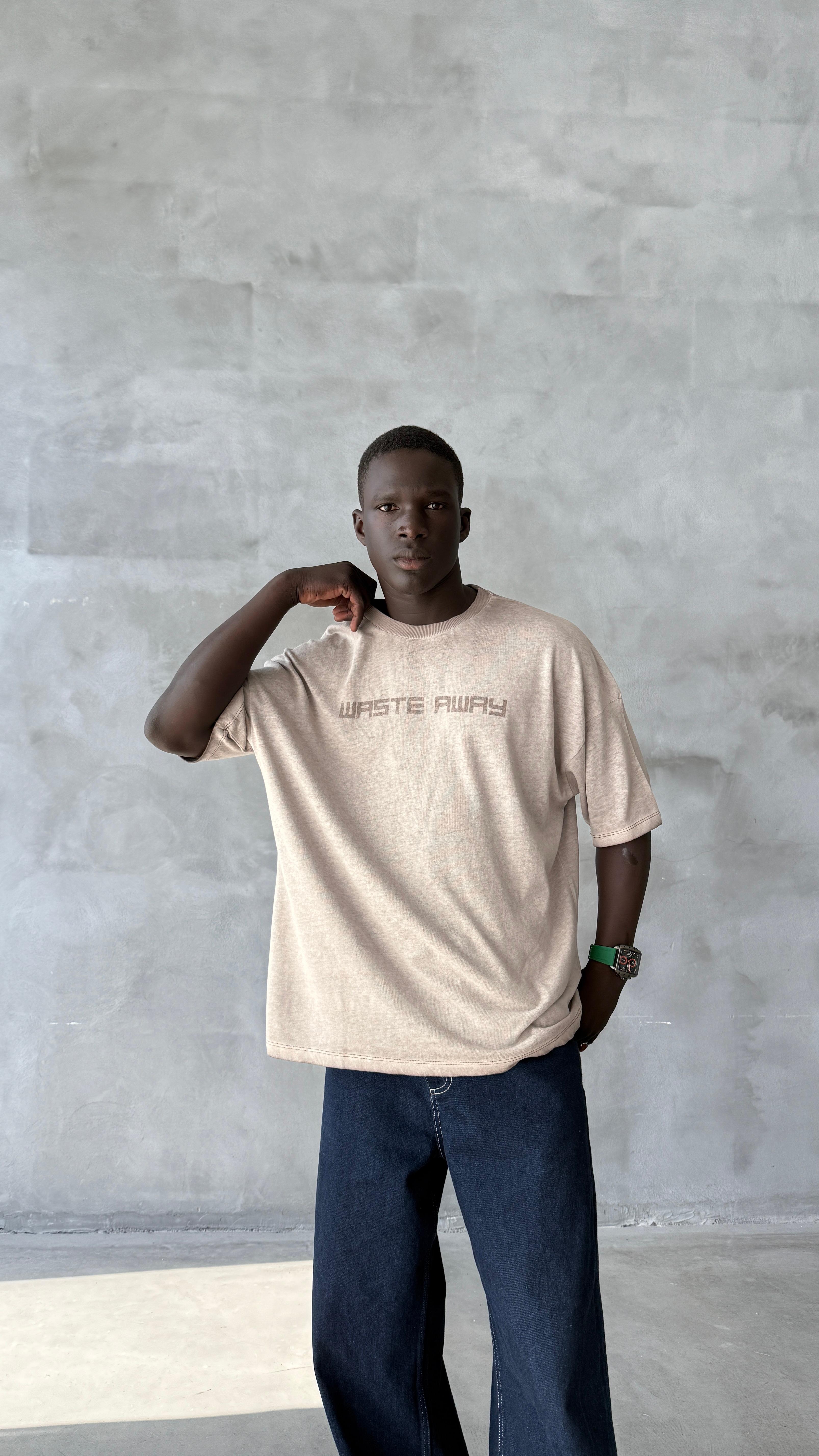 Waste Away Yıkamalı Kumaş Oversize Tişört 