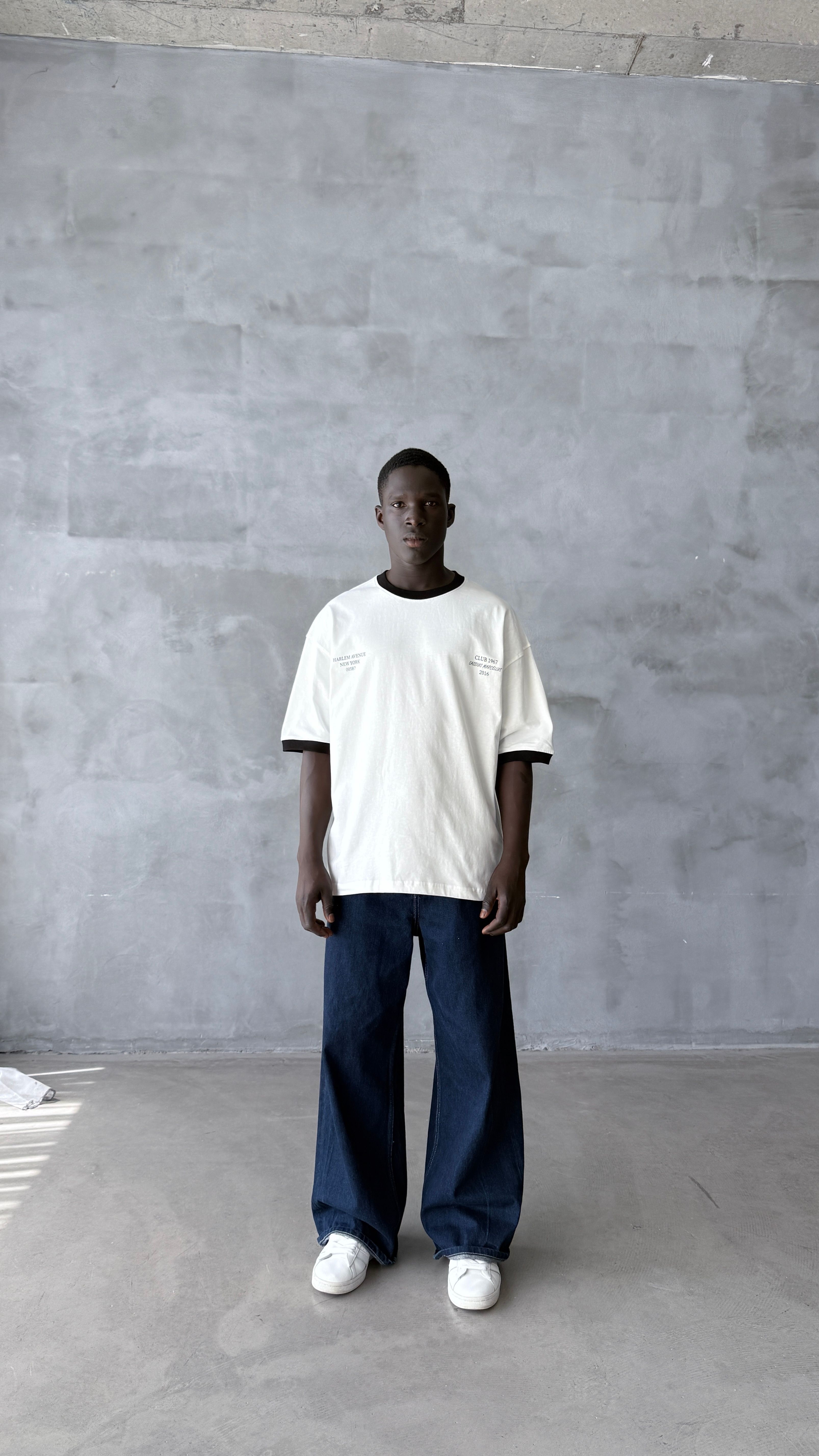 Beyaz Harlem Oversize Tişört 