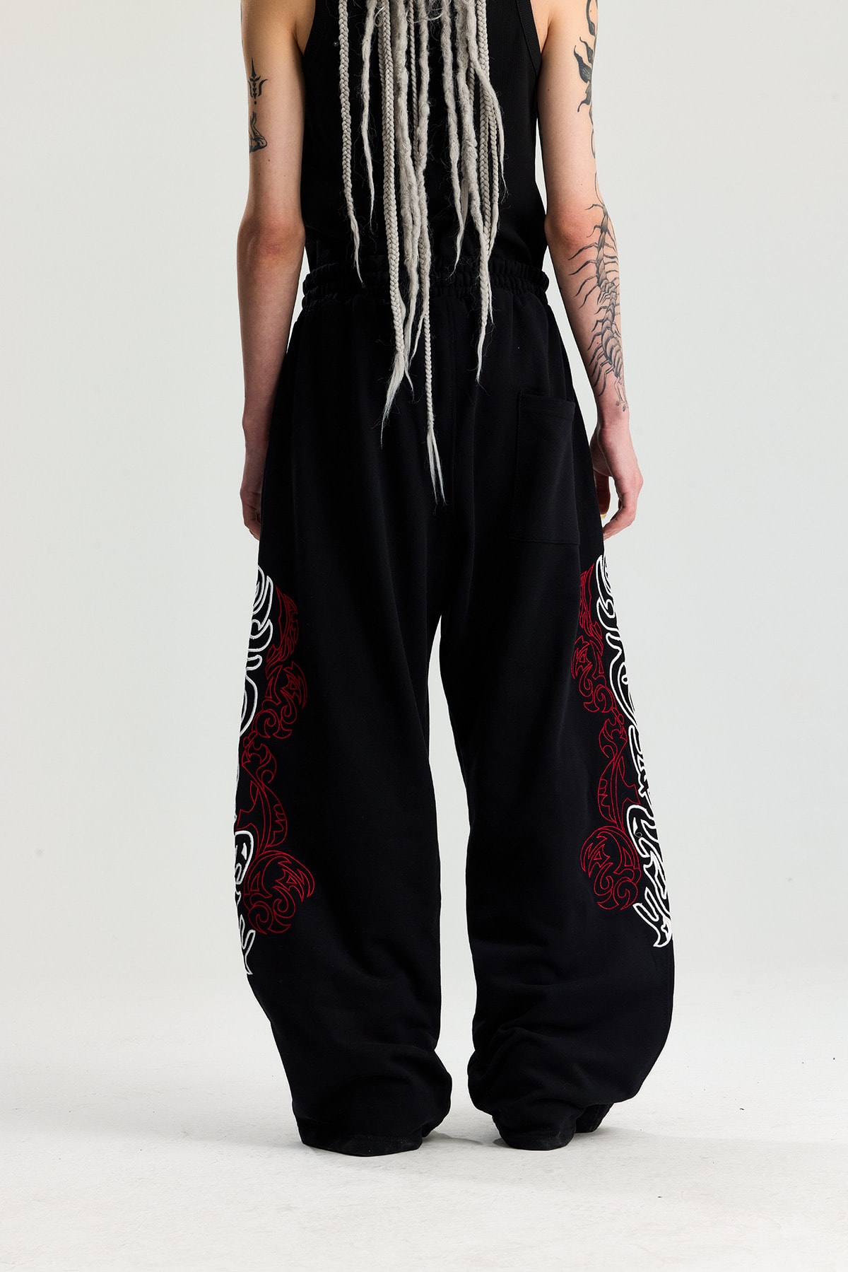 Siyah Chineese Pattern Nakış Detay Premium Baggy Sweatpant