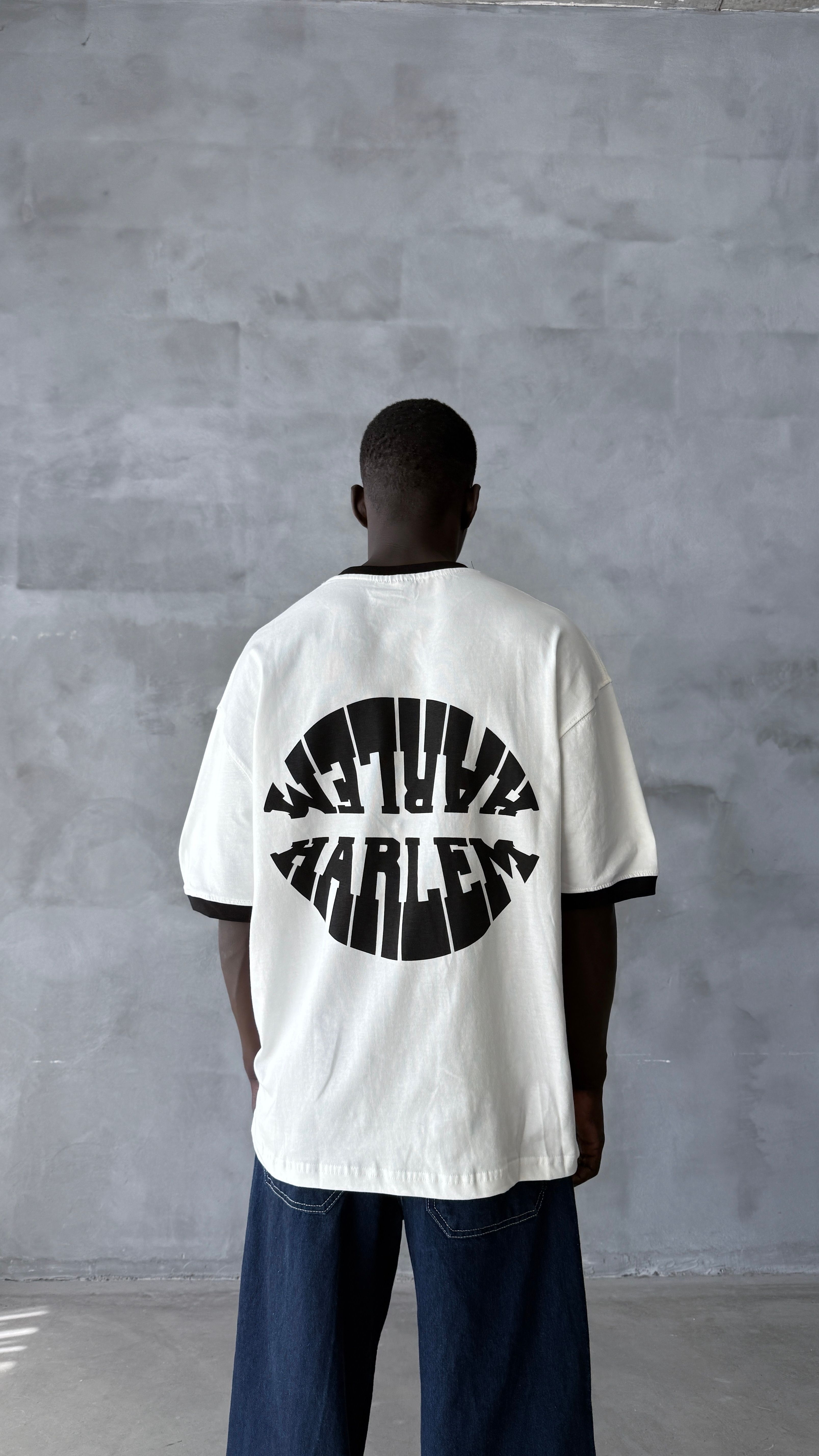 Beyaz Harlem Oversize Tişört 
