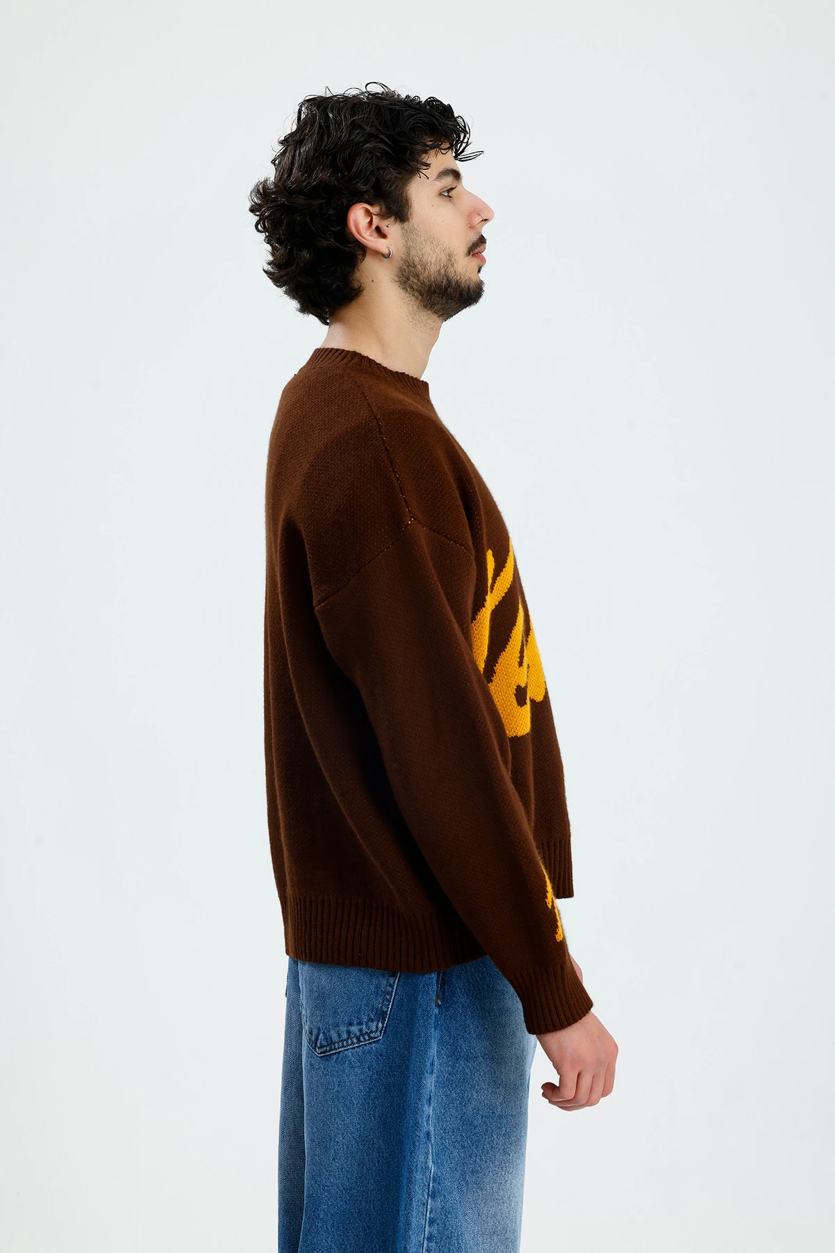 Kahve Steliez Boxy Fit Oversize Premium Triko Kazak