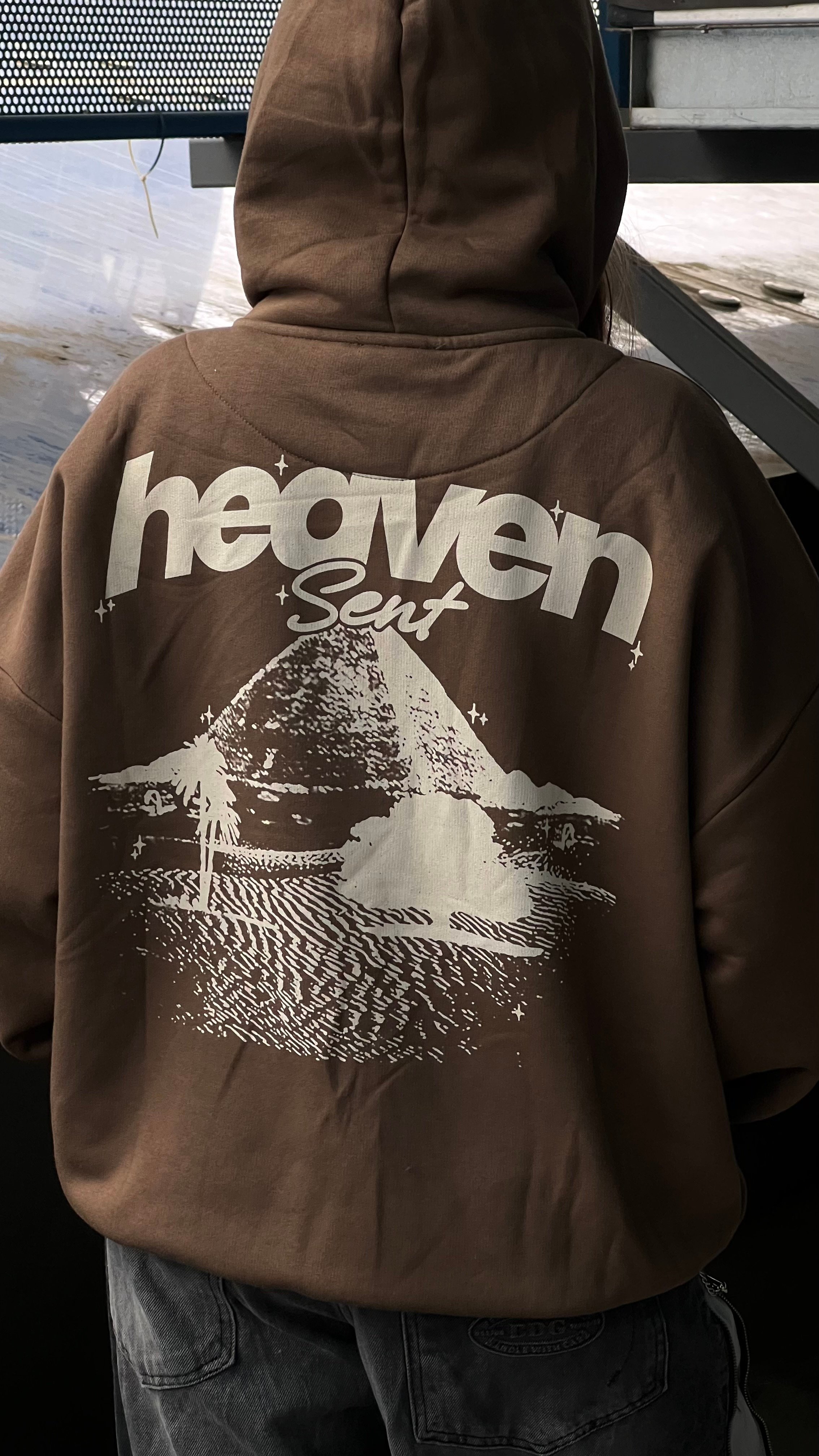 Heaven Kahverengi Oversize Zipper Hoodie