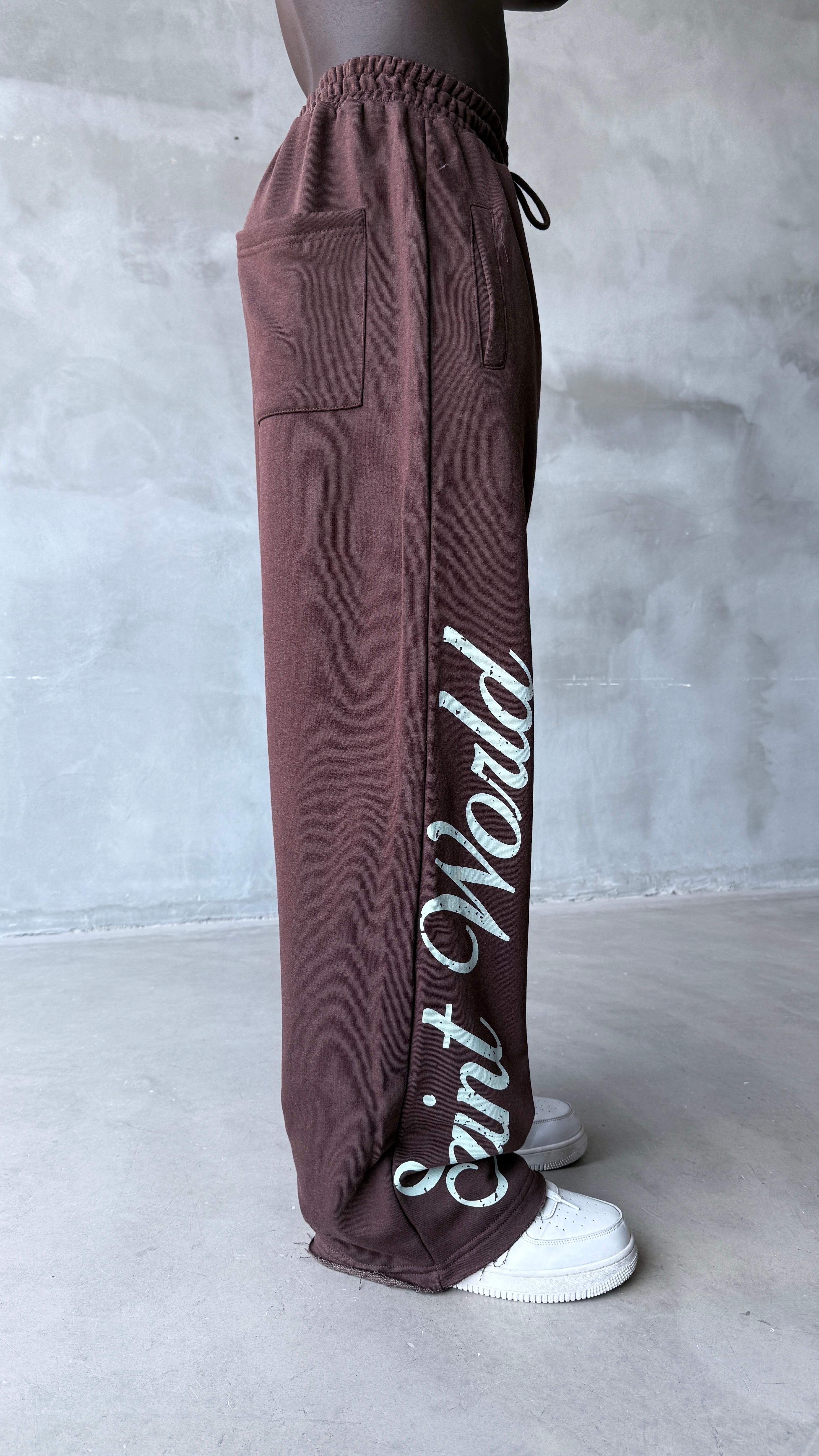 Kahve Saint World Baskılı Baggy Eşofman