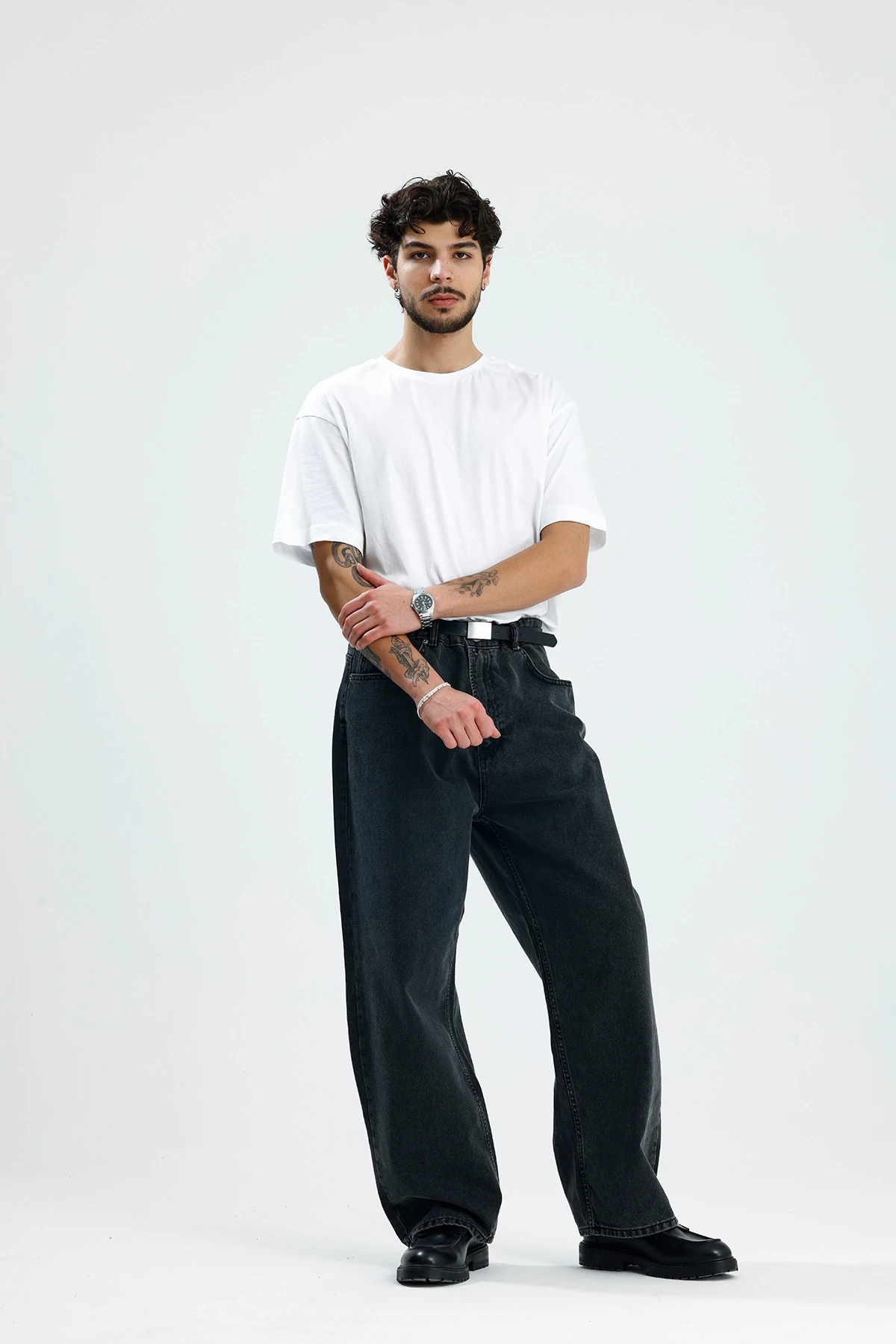 Antrasit Yıkamalı Premium Baggy Jean 