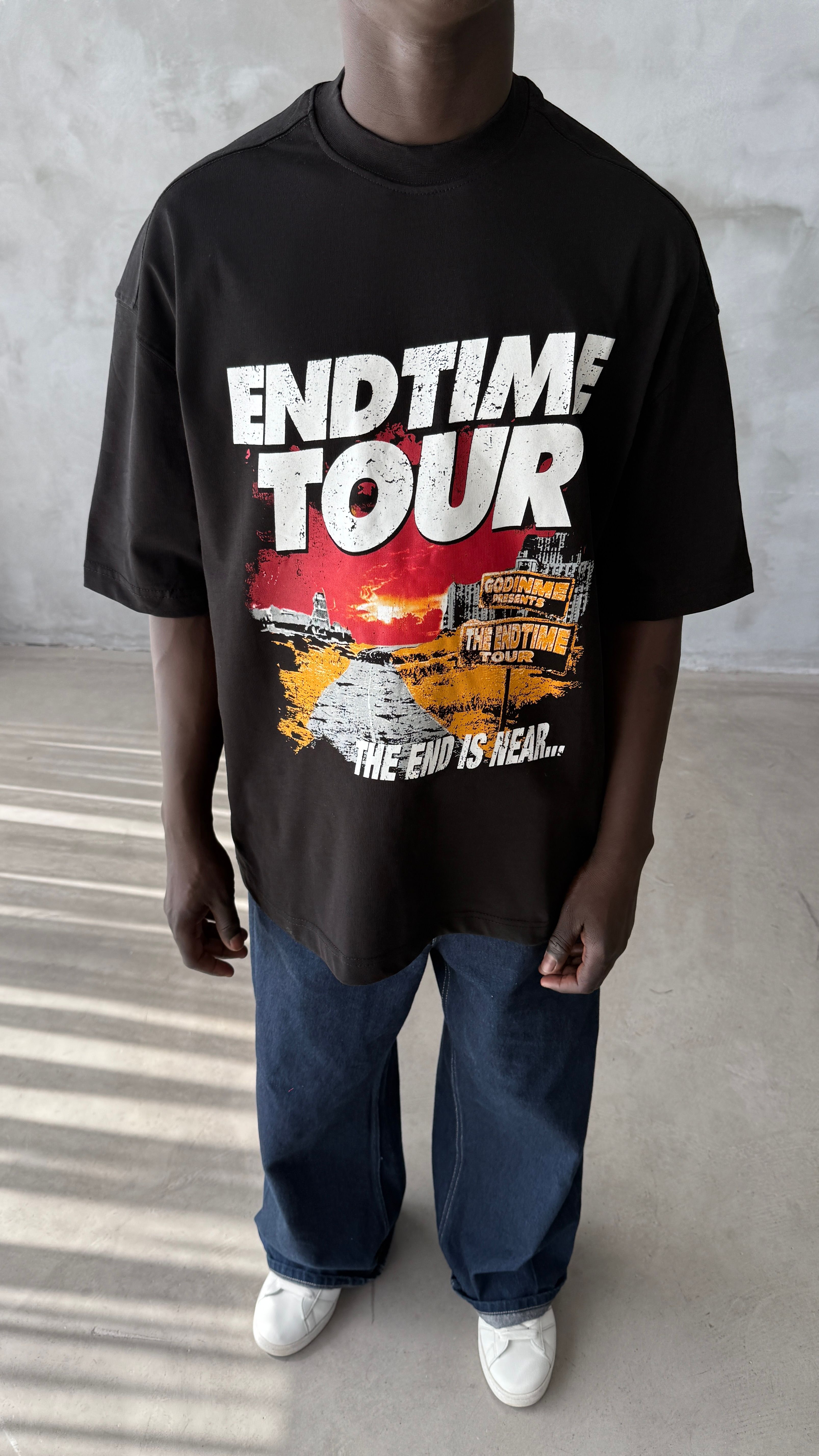 Siyah And Time Tour Oversize Tişört 
