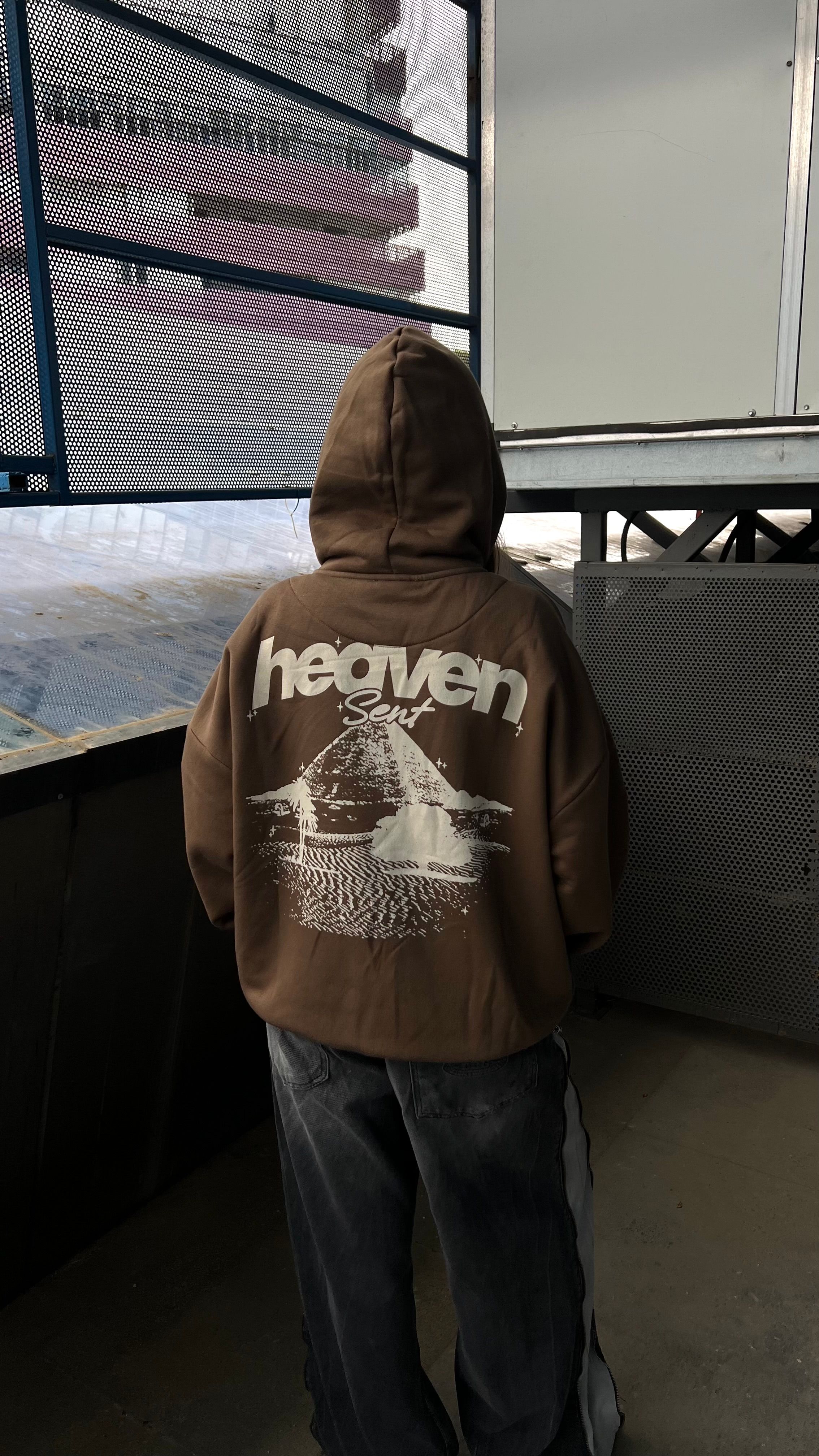 Heaven Kahverengi Oversize Zipper Hoodie