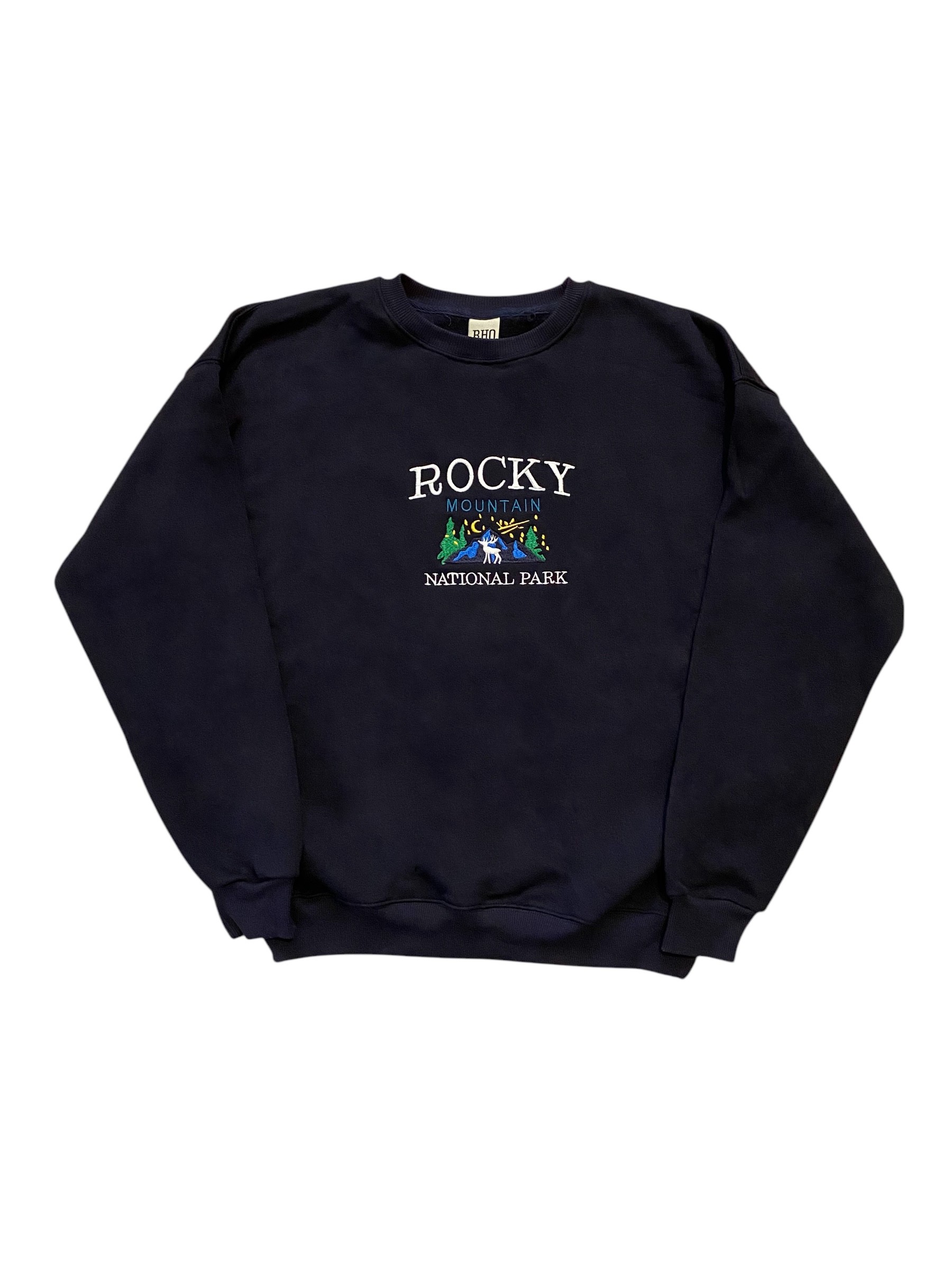 Koyu Lacivert Rocky Nakış İşlemeli Oversize Sweatshirt 