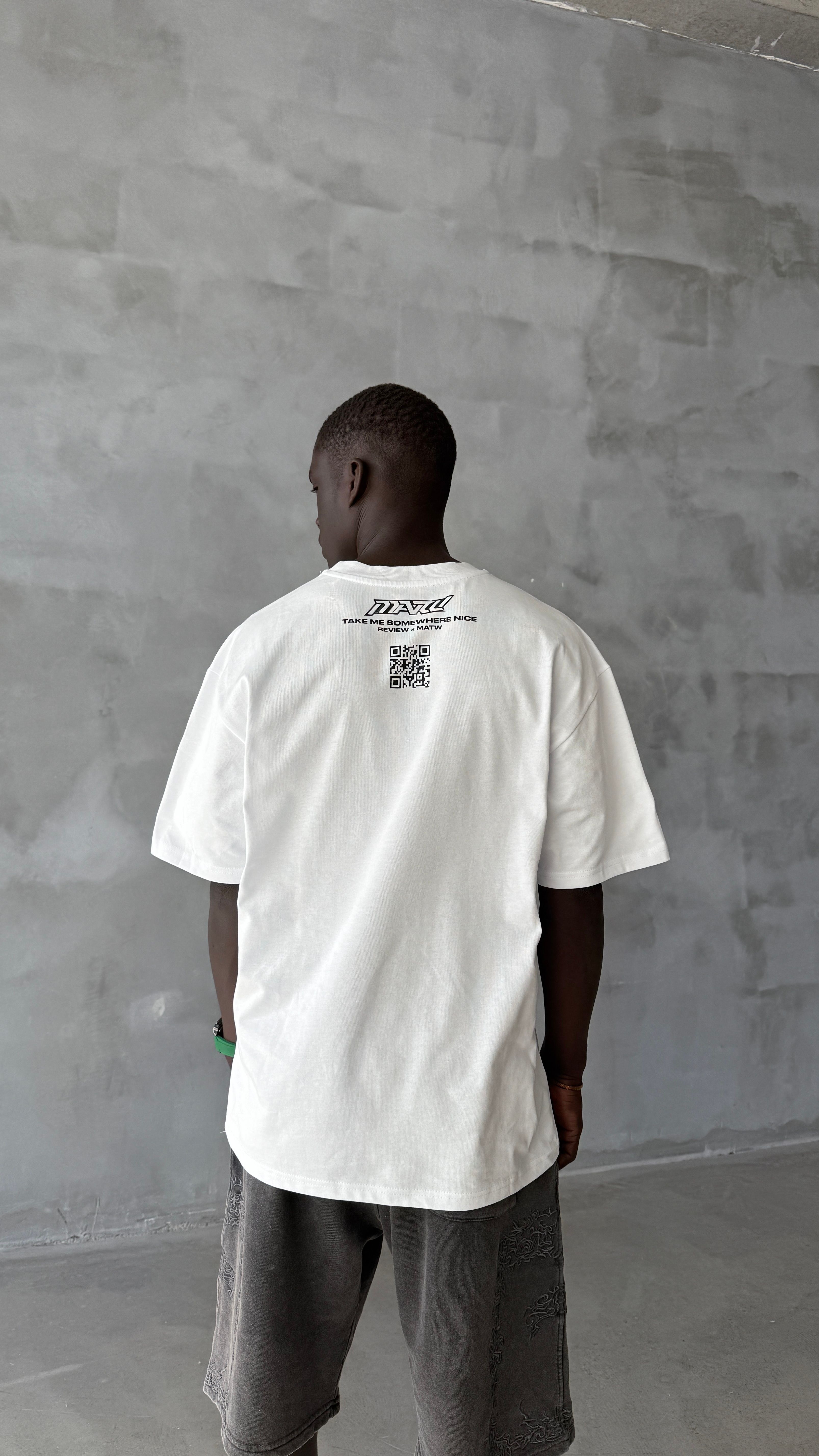 RW White Hologram Baskı Oversize Tişört 
