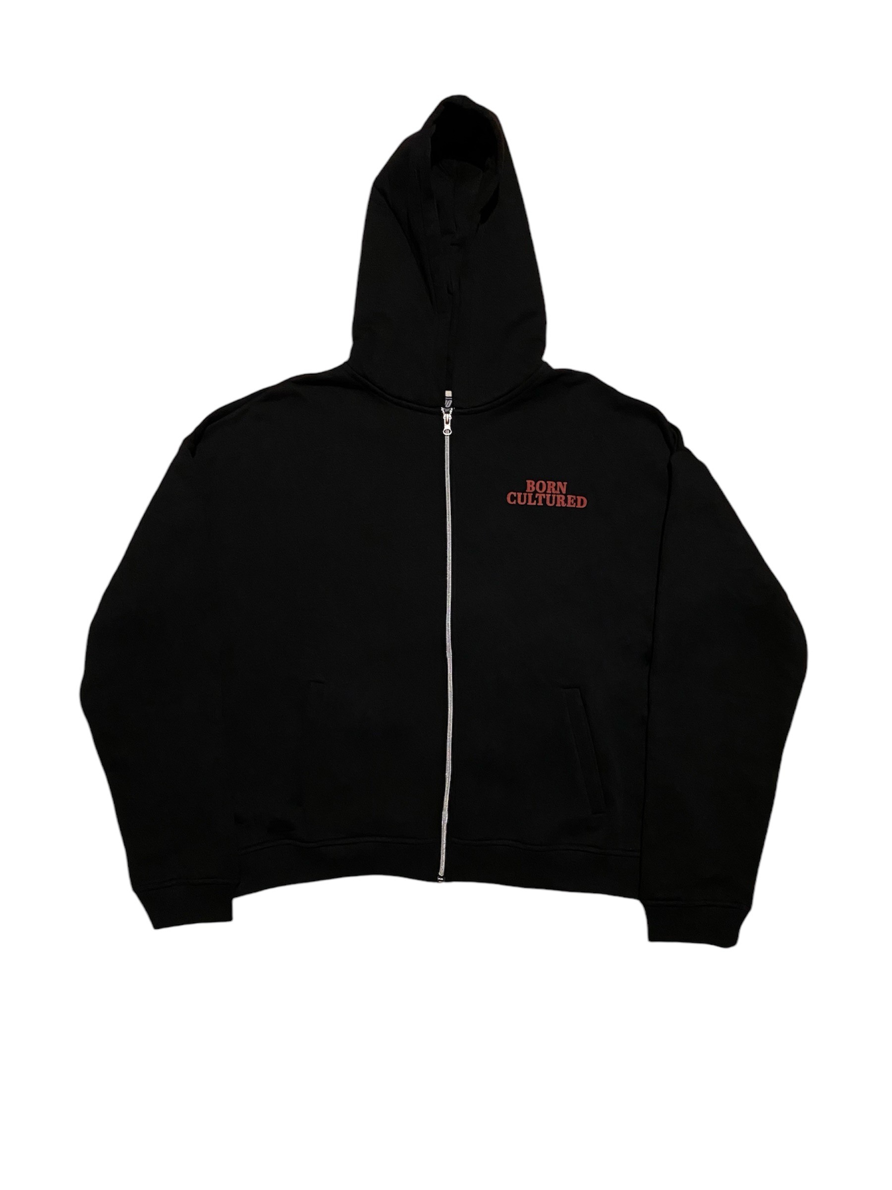 Born Cultured Siyah Oversize Zipper Hoodie