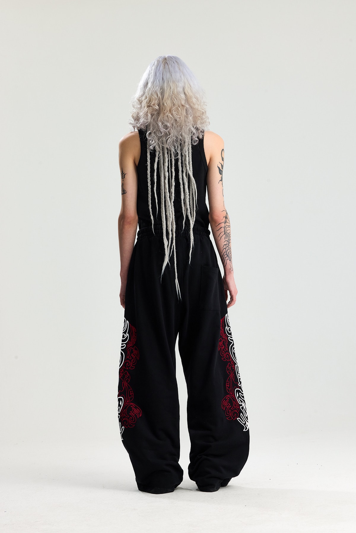 Siyah Chineese Pattern Nakış Detay Premium Baggy Sweatpant