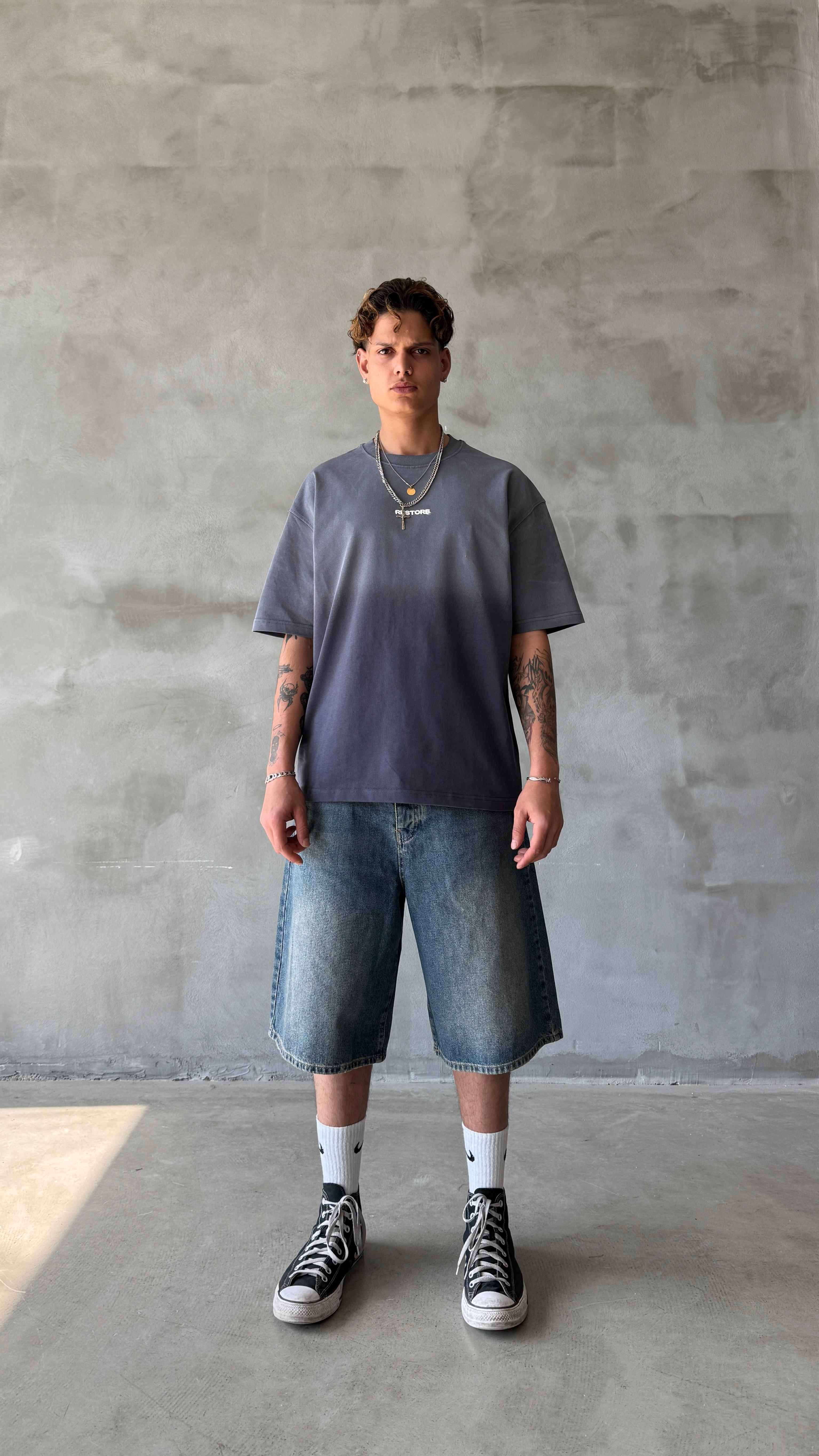 Füme Restore Yıkamalı Oversize Tişört 