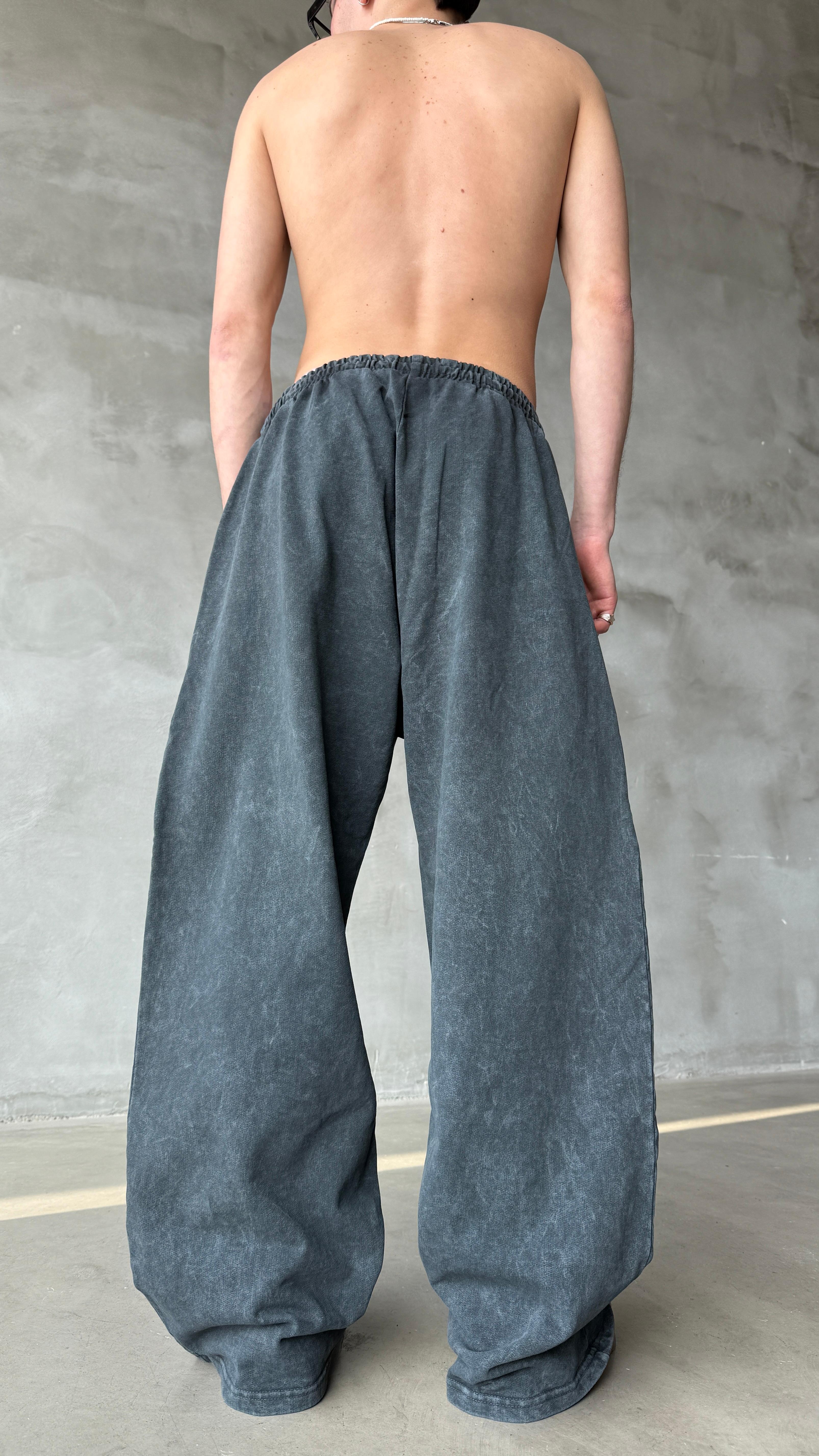 Road Lines Mavi Yıkamalı Mevsimlik Premium Baggy Sweatpant
