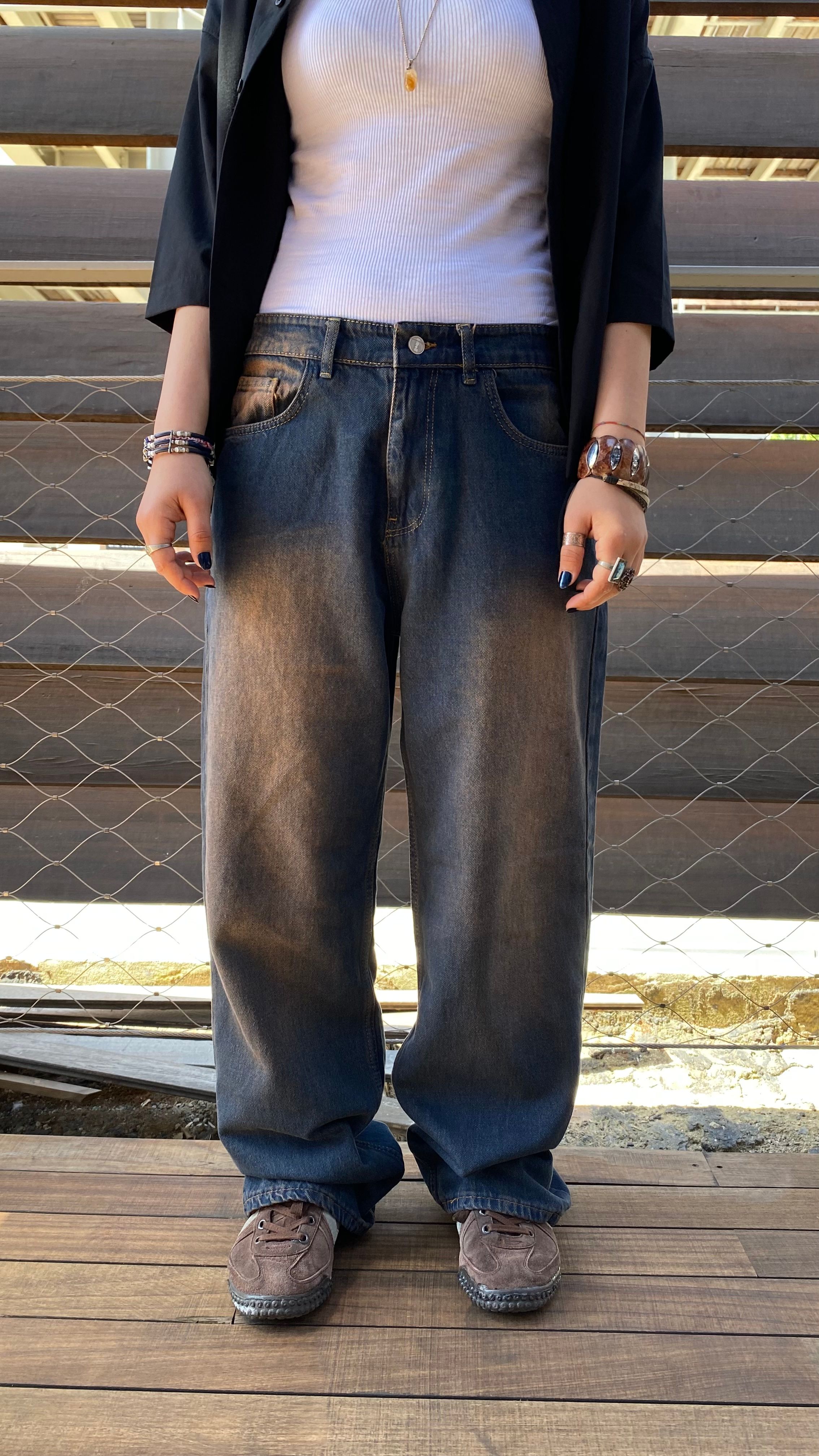 Kahve Yıkamalı Retro Baggy Jean 