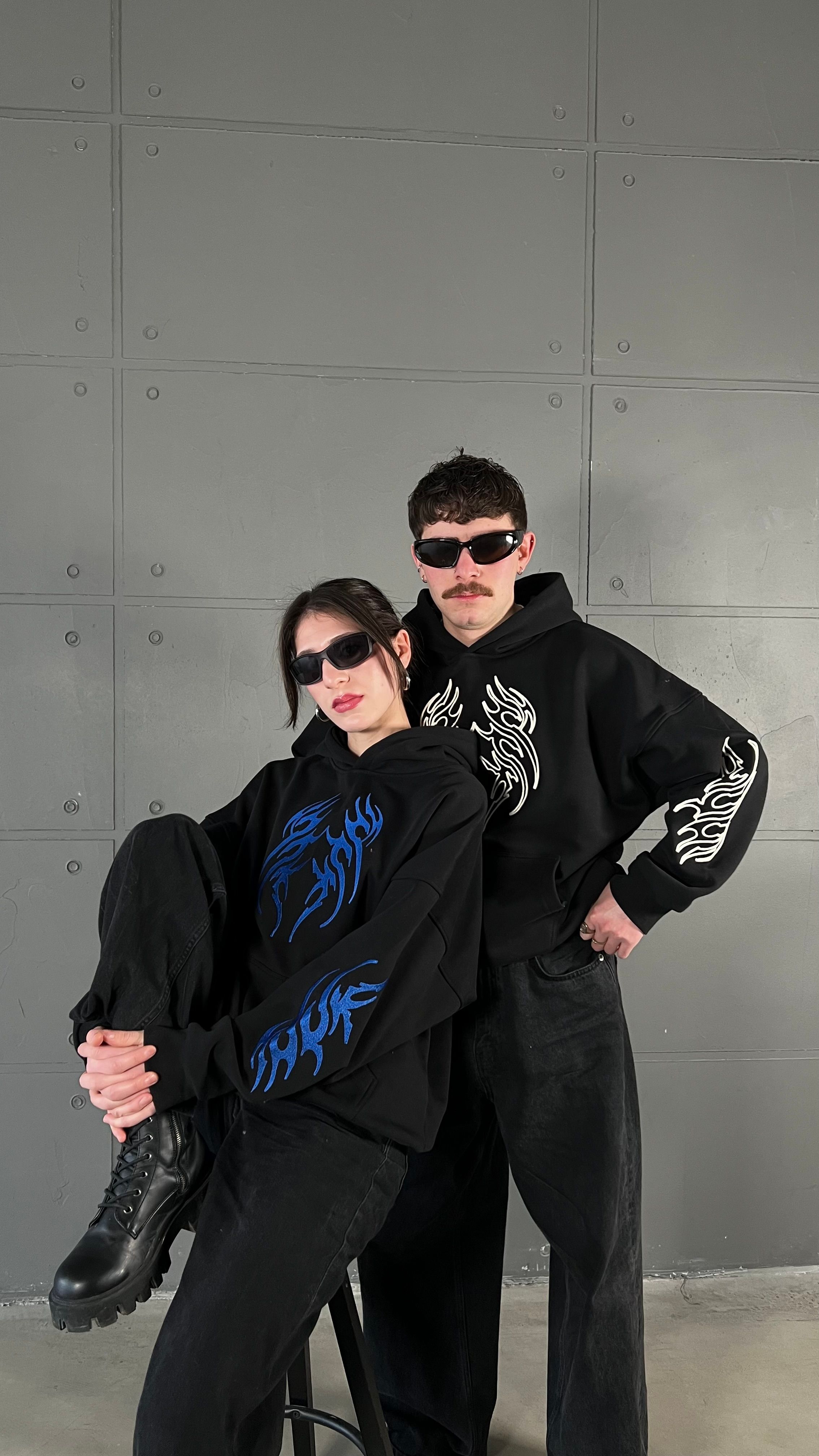 Love Effect Premium Beyaz Nakış İşlemeli Oversize Hoodie